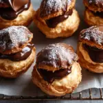 Chocolate Craquelin Cream Puffs with Hazelnut Filling Delight 6 Chocolate Craquelin Cream Puffs with Hazelnut Filling