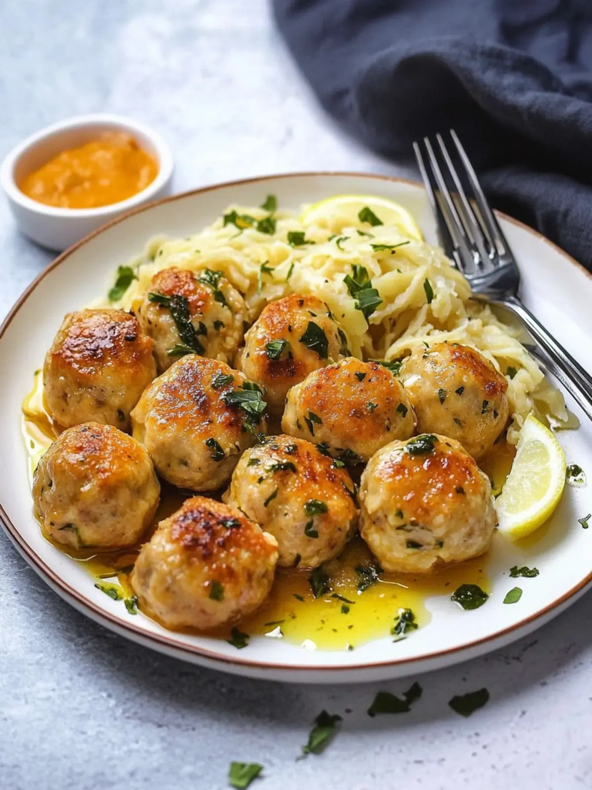 Savory Chicken Piccata Meatballs in Zesty Lemon Sauce 3 Chicken Piccata Meatballs