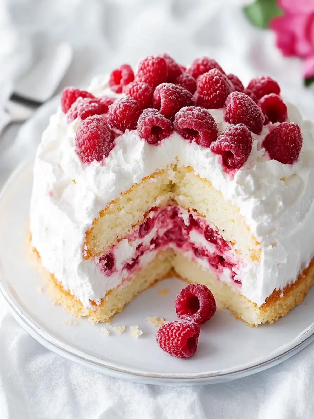 Fluffy Homemade Raspberry And Cream Angel Food Cake Delight 2 Homemade Raspberry And Cream Angel Food Cake