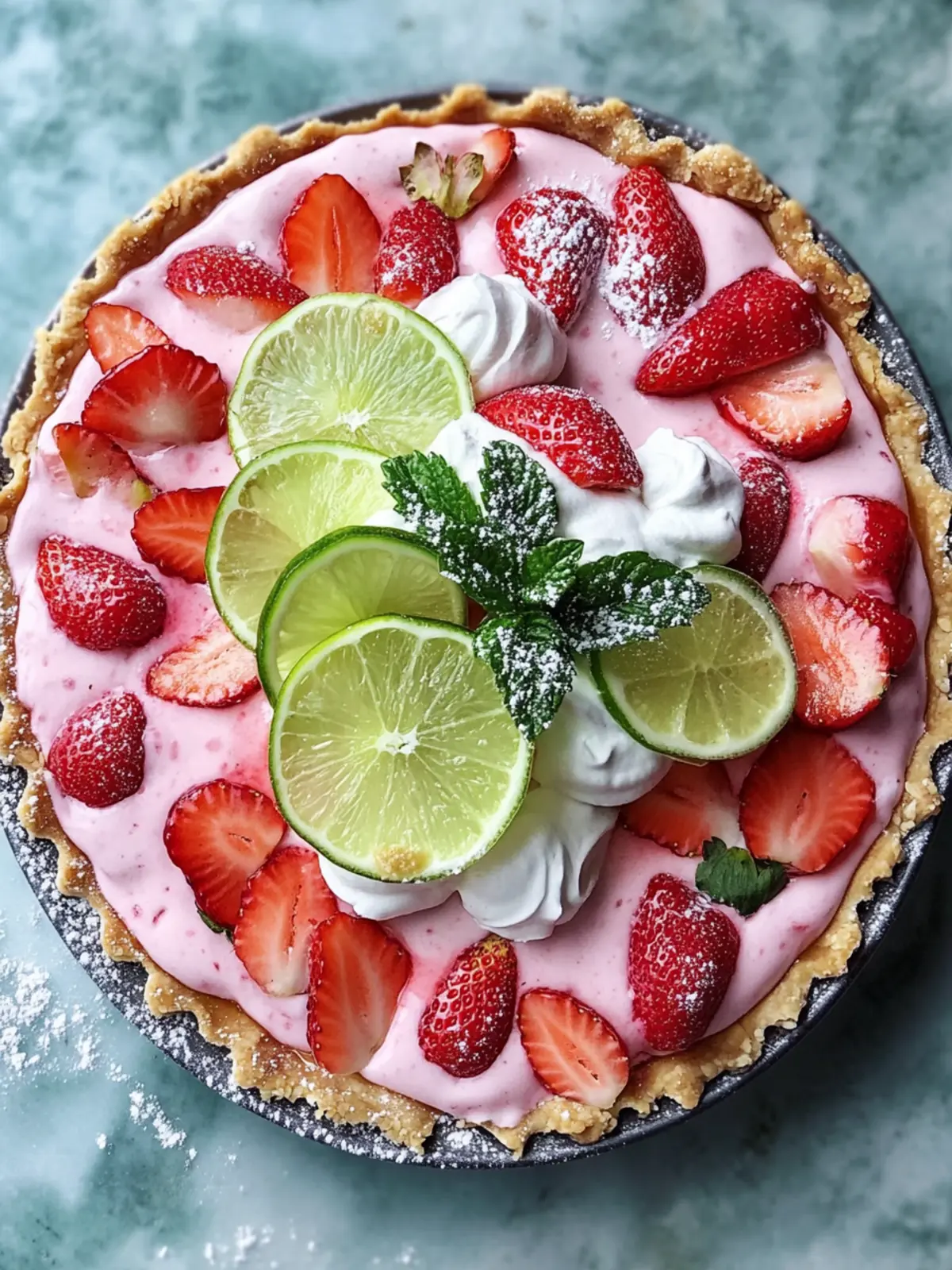 Delicious Strawberry Margarita Pie with Salty Pretzel Crust 2 Strawberry Margarita Pie