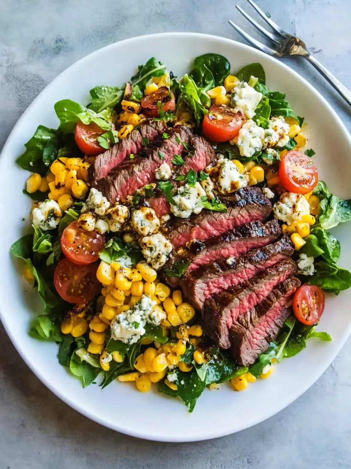 Balsamic Steak Gorgonzola Salad with Grilled Corn Bliss 2 Balsamic Steak Gorgonzola Salad with Grilled Corn