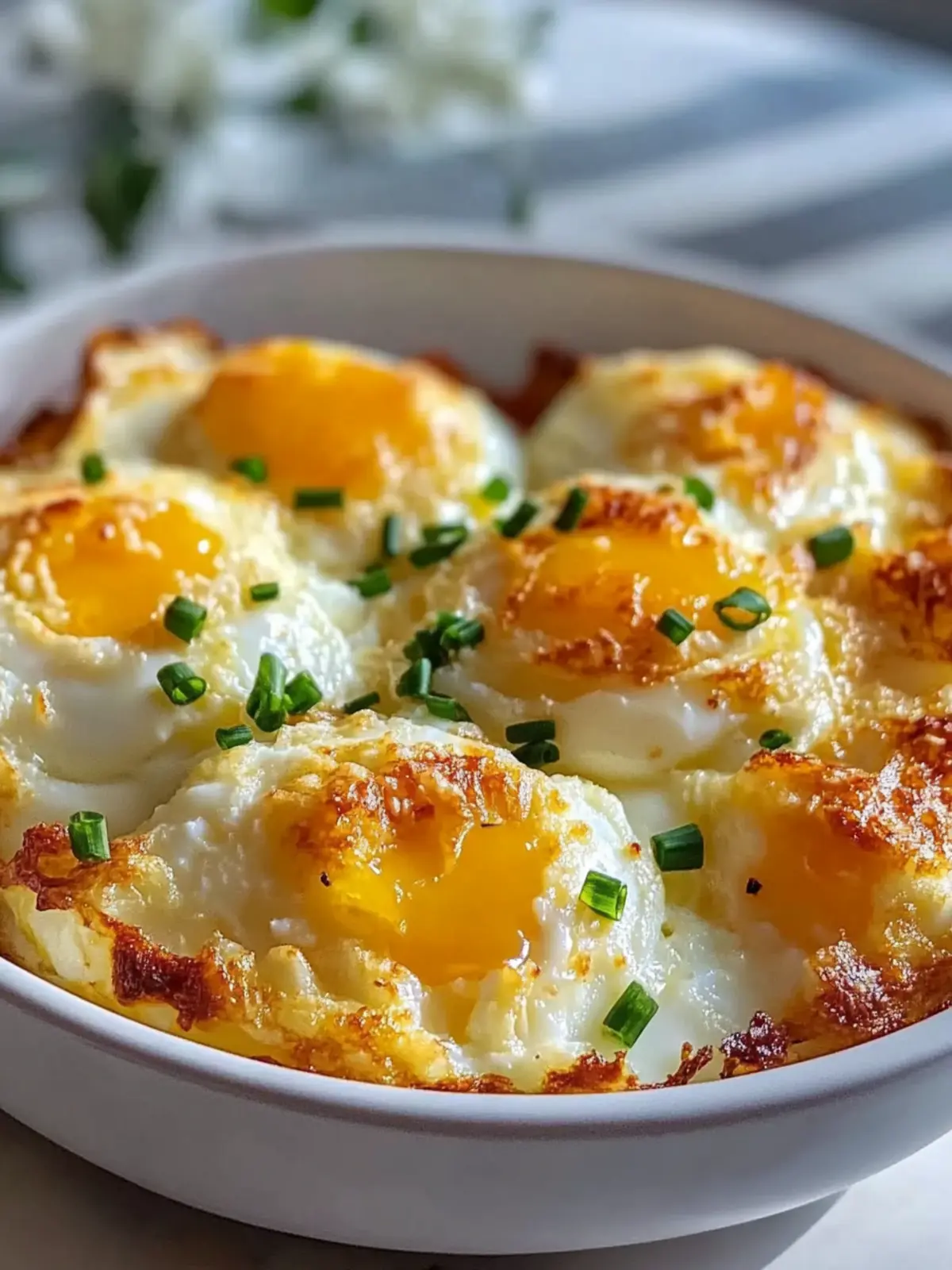 Easy Fluffy Cloud Eggs Recipe with Parmesan and Chive Tops 3 Fluffy Cloud Eggs Recipe Baked with Parmesan and Chive Tops Easy and Perfect