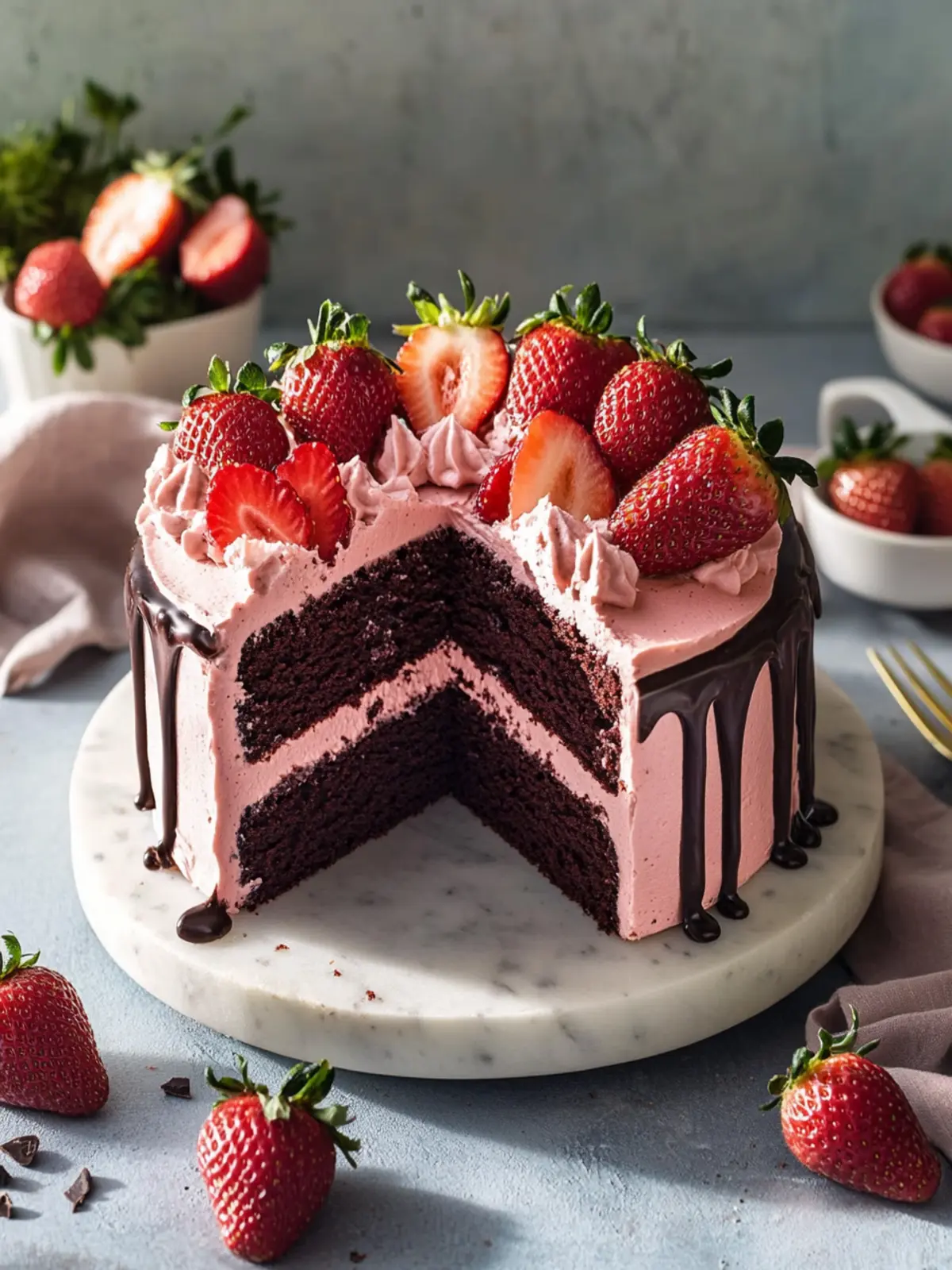 Indulge in Irresistible Strawberry Chocolate Cake Bliss 3 Strawberry Chocolate Cake