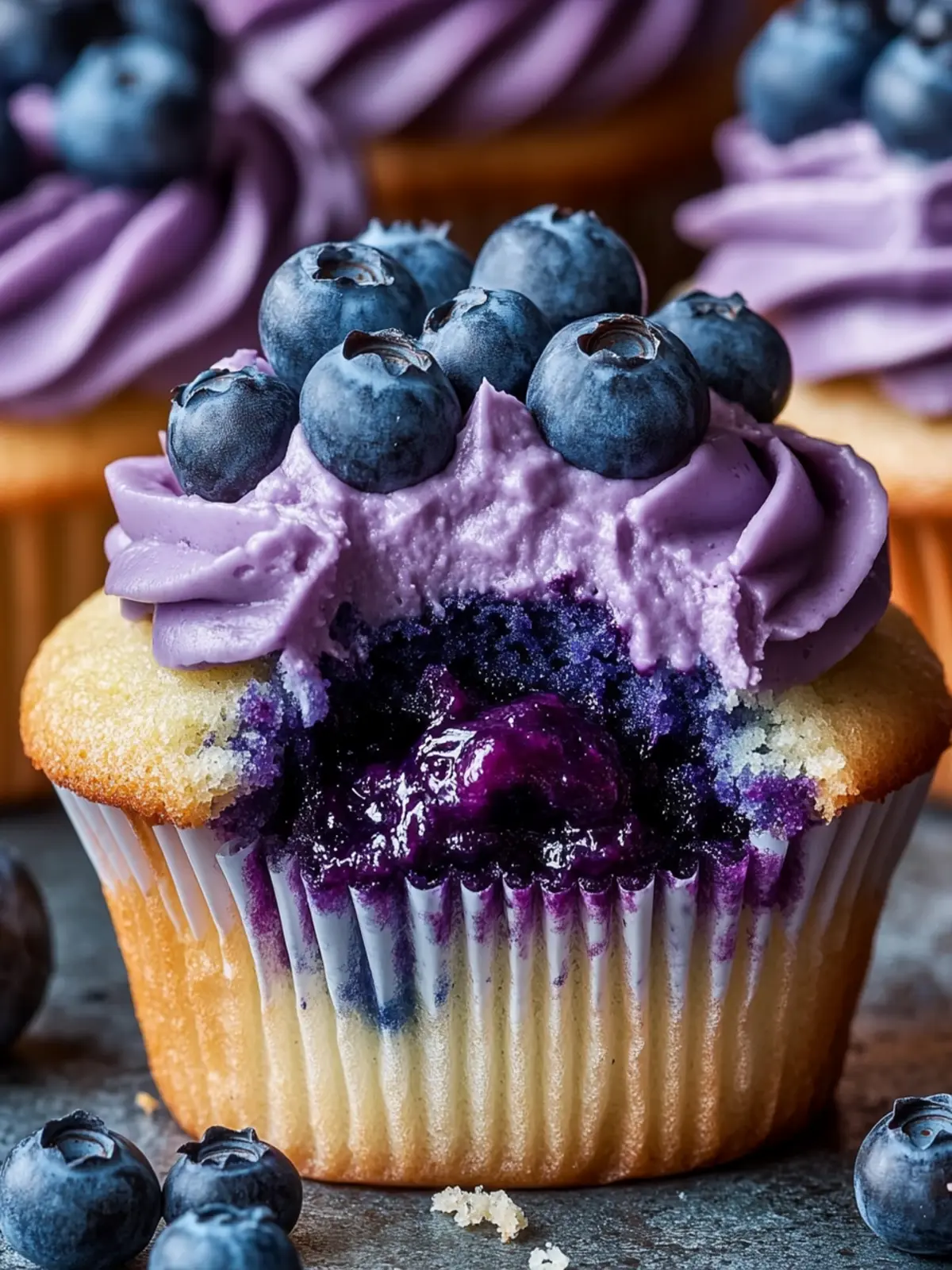 Triple Blueberry Cupcakes with Blueberry Filling Recipe Bliss 3 Triple Blueberry Cupcakes with Blueberry Filling Recipe