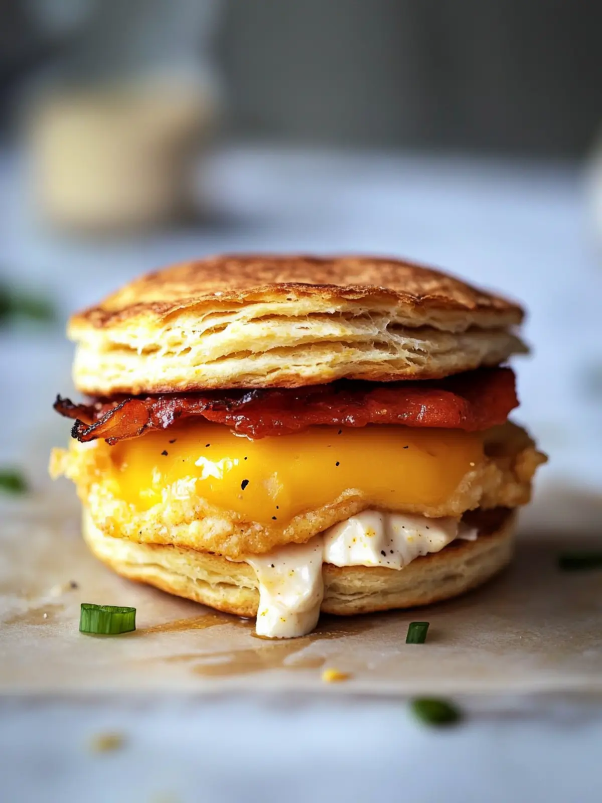 Ultimate Biscuit Breakfast Sandwich with Bacon and Chipotle Mayo 5 Biscuit Breakfast Sandwich