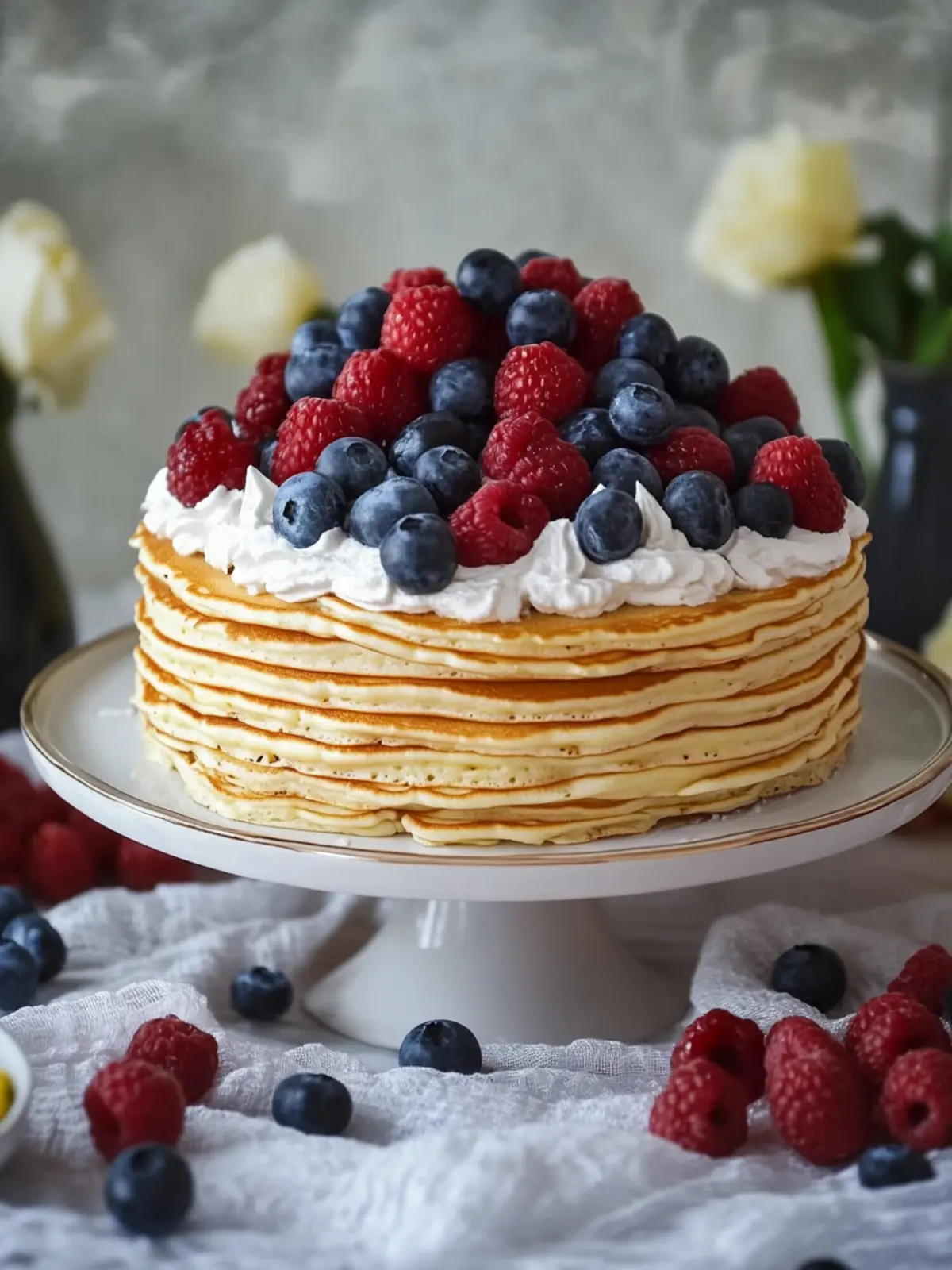 Delicious Pancake Cake with Creamy Maple Icing for Brunch Bliss 2 Pancake Cake