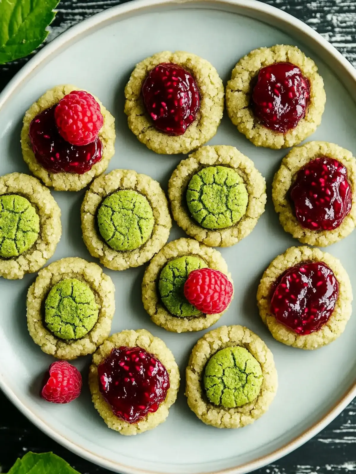 Matcha Thumbprint Cookies: Sweet Raspberry Jam Bliss Awaits 4 Matcha Thumbprint Cookies: Irresistibly Sweet with Raspberry Jam