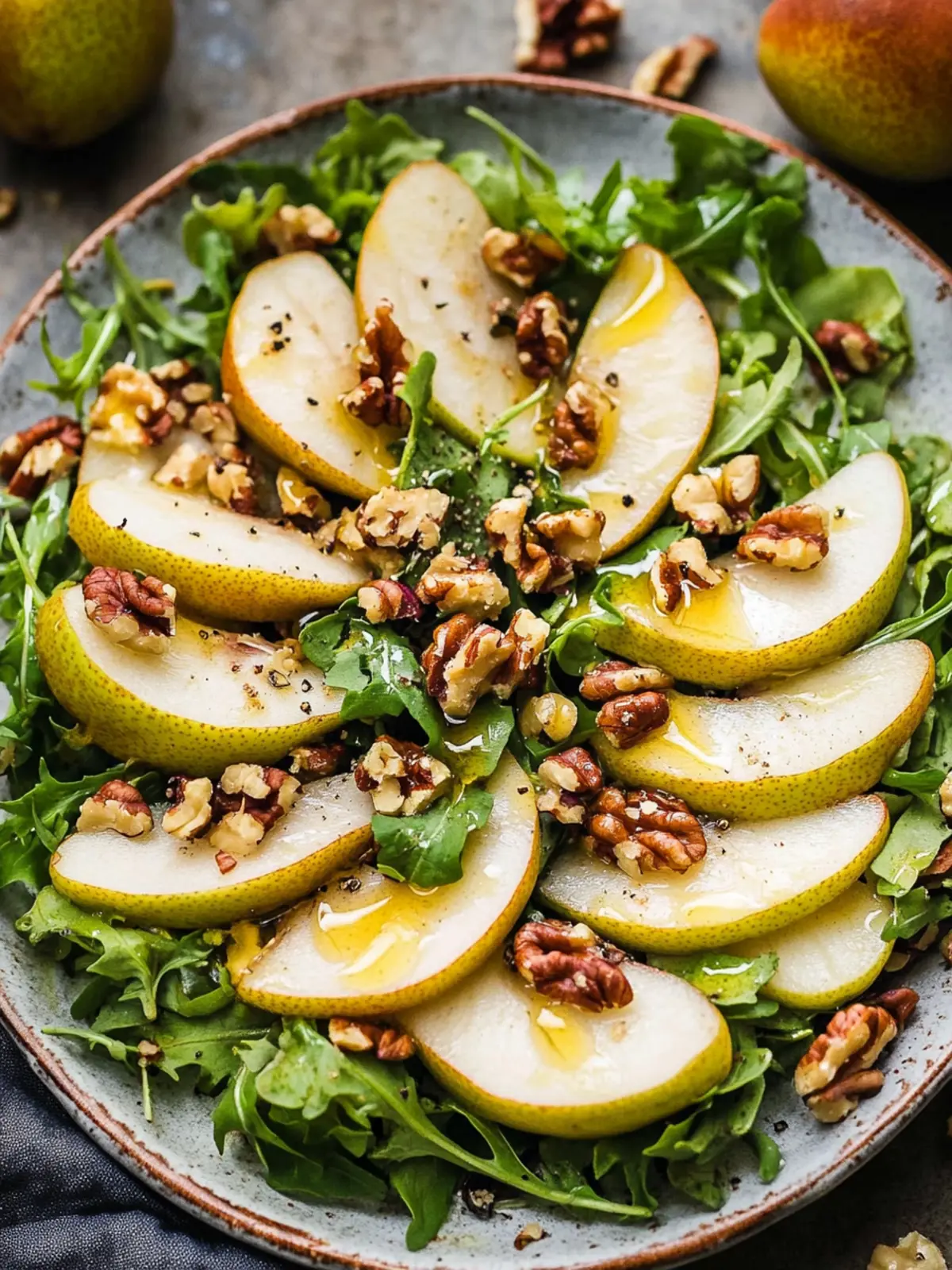 Delicious Pear Salad with Walnuts and Honey-Mustard Dressing 5 Pear Salad with Walnuts and Honey-Mustard Dressing