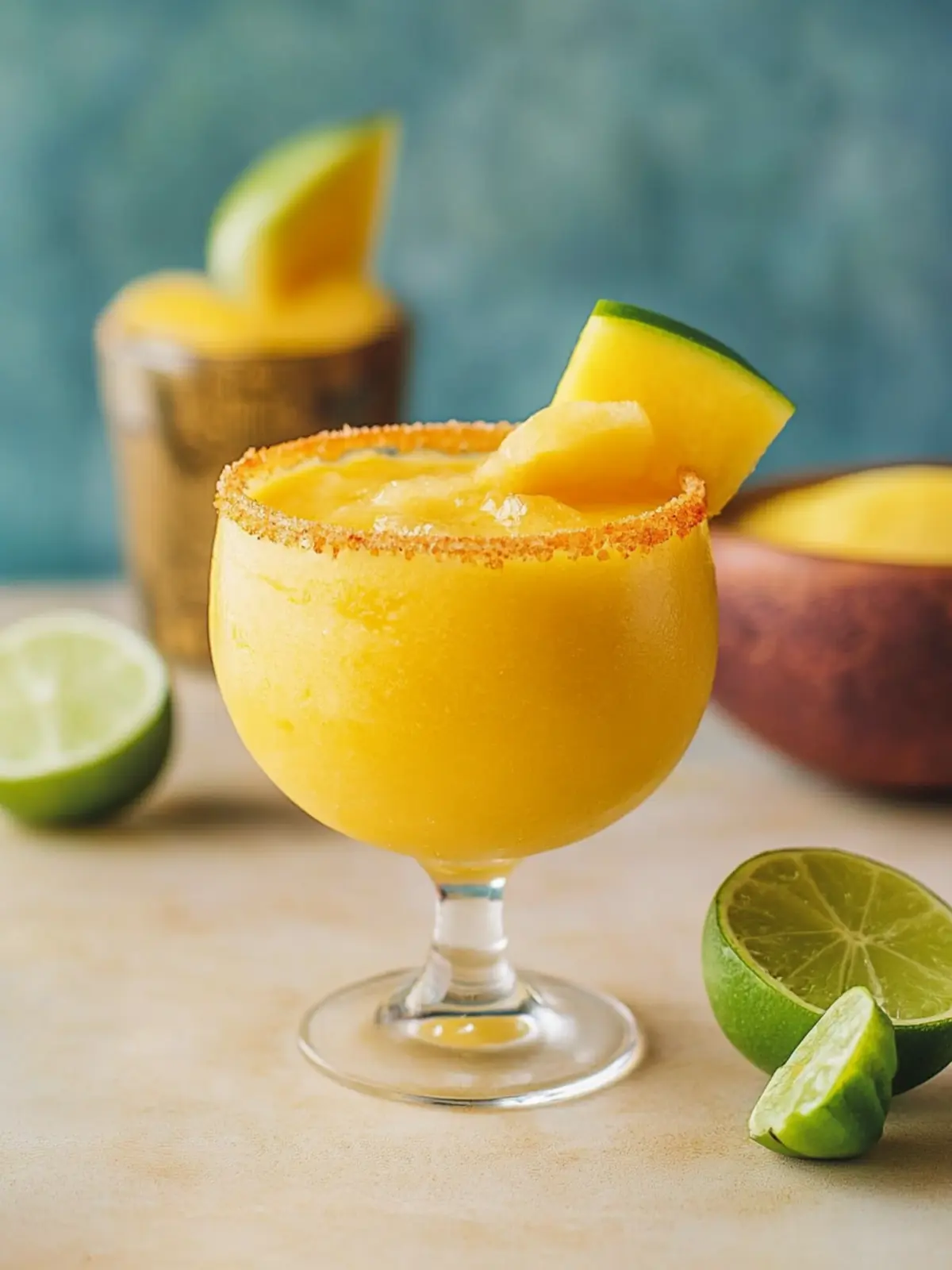 Frozen Mango Margarita with Tajín: Chill Out with Spice 3 Frozen Mango Margarita with Tajín (Lime Chili)