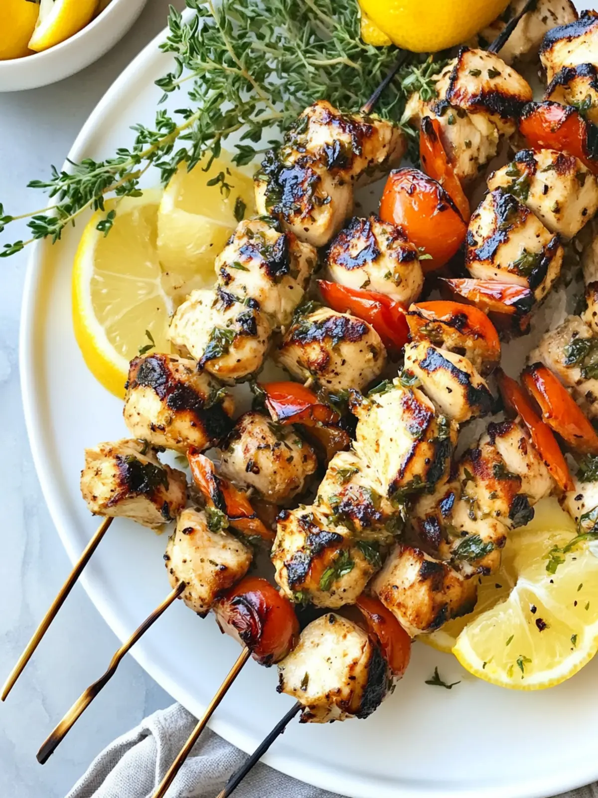 Lemon Garlic Chicken Kabobs: Perfectly Grilled for BBQ Bliss 3 Lemon Garlic Chicken Kabobs