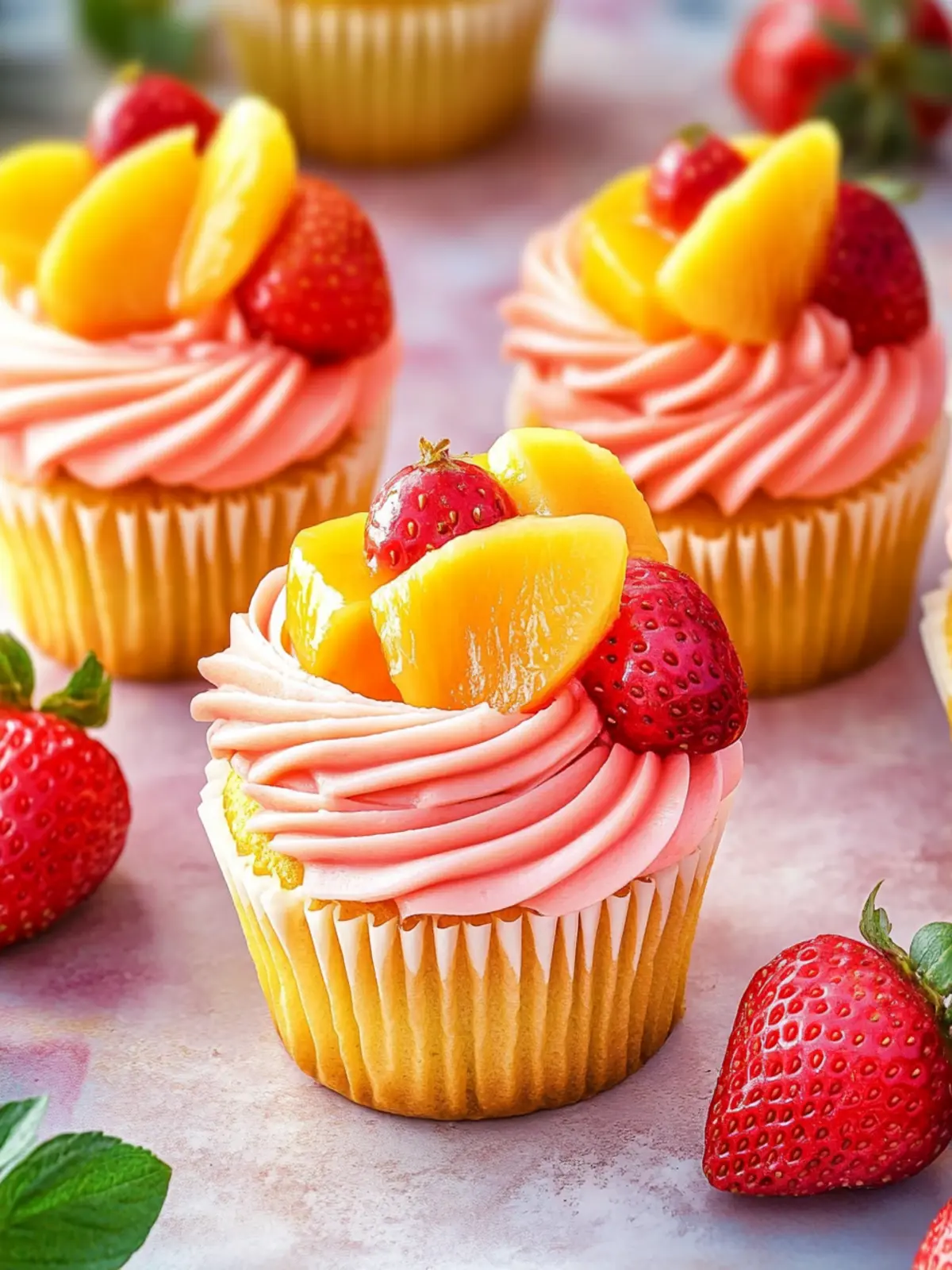 Mango Strawberry Sunset Cupcakes Recipe for a Tropical Treat 2 Mango Strawberry Sunset Cupcakes Recipe