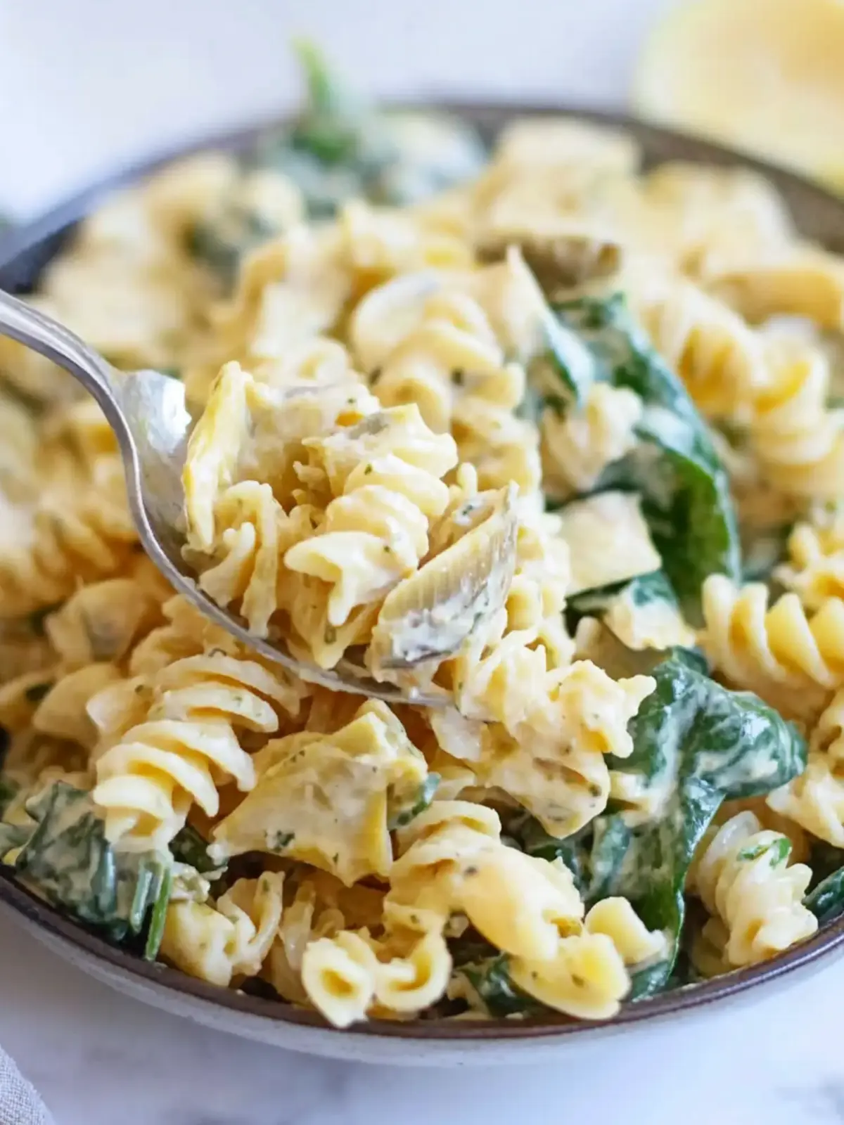 Creamy Spinach Artichoke Pasta Salad for Perfect Gatherings 4 Spinach Artichoke Pasta Salad