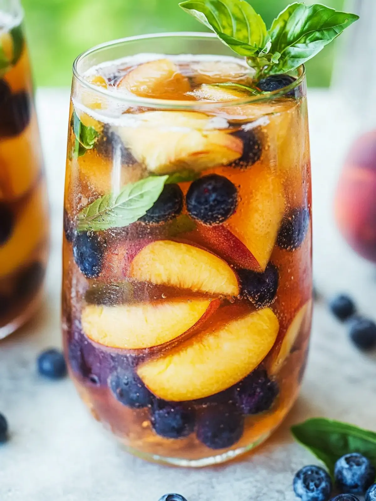Peach Sangria with Blueberries, Basil and Rose for Summer Bliss 5 Peach Sangria with Blueberries, Basil and Rose