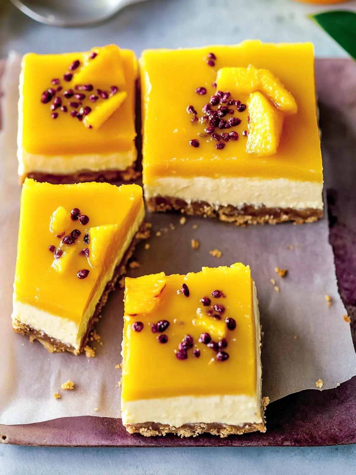 Delicious Vegan Mango Cheesecake Bars No-Bake Summer Treat 2 Vegan Mango Cheesecake Bars (no-bake)