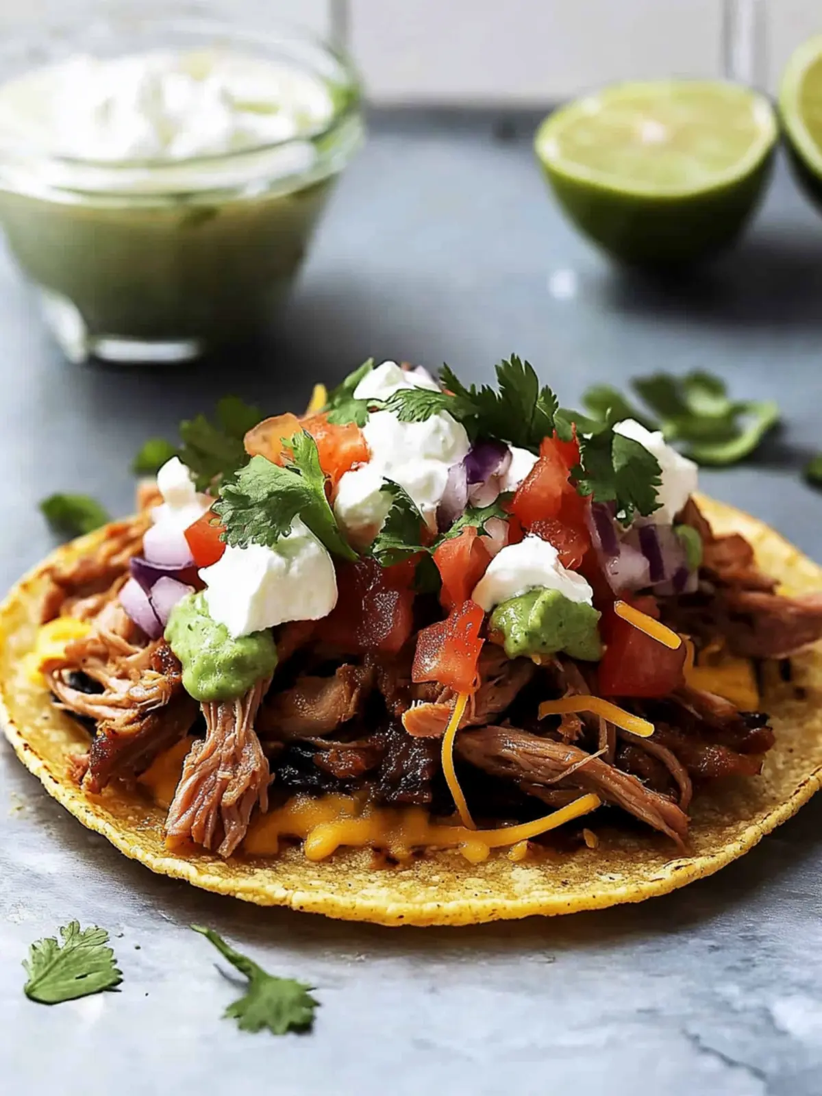 Easy Pork Carnitas Tostadas: Quick Fix for Flavor Cravings 4 Easy Pork Carnitas Tostadas