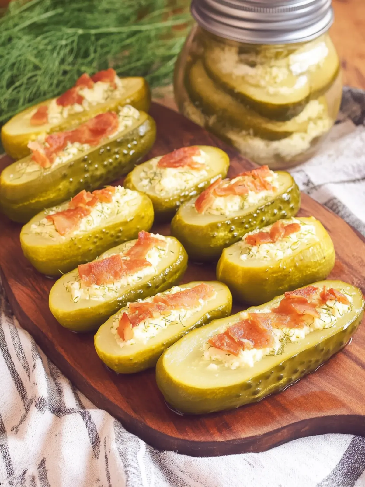 Savory Stuffed Dill Pickles with Cream Cheese and Bacon Bliss 2 Stuffed Dill Pickles