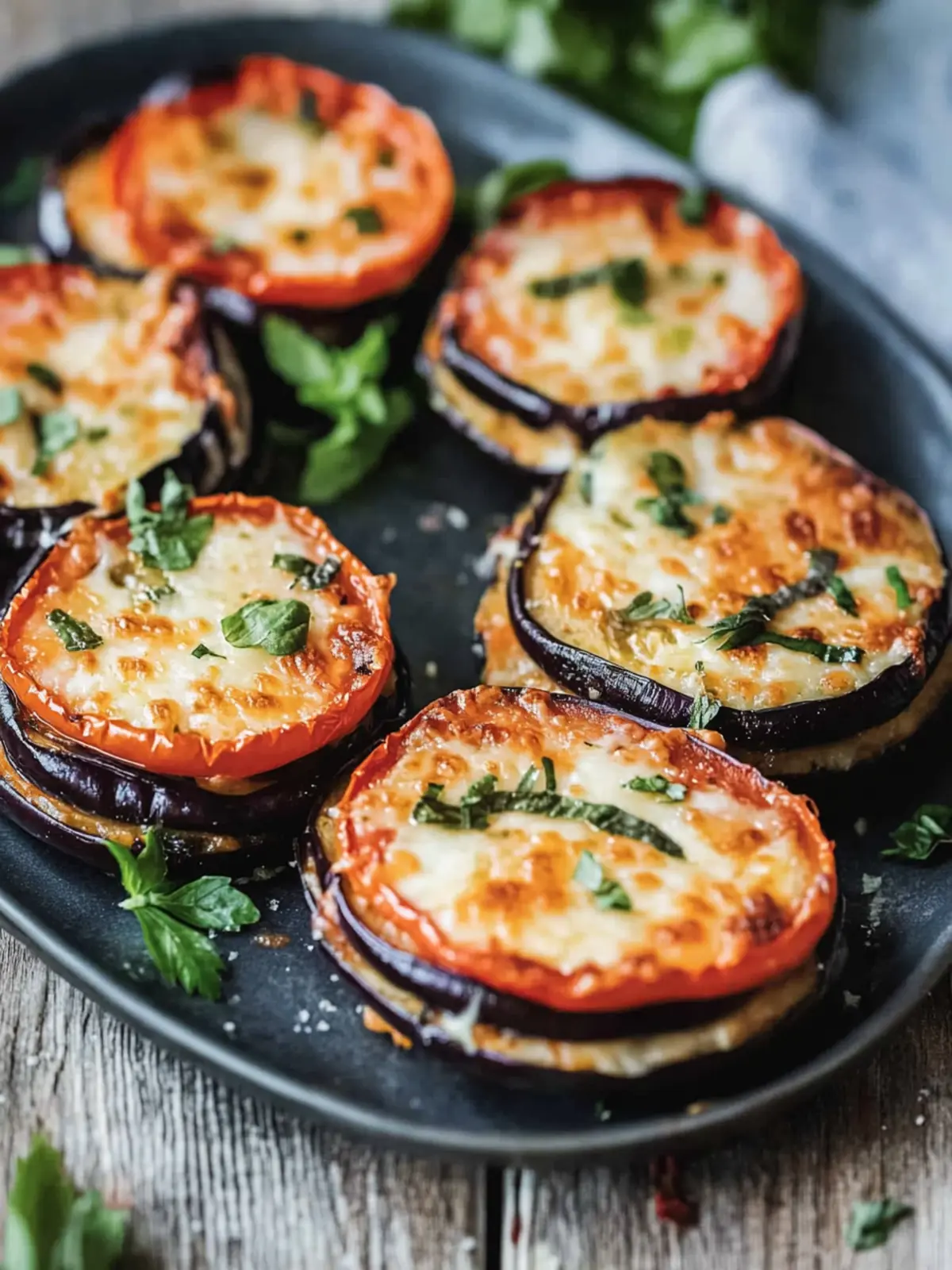 Cheesy Eggplant and Tomato Baked Stacks Recipe You'll Love 4 Cheesy eggplant and tomato baked stacks recipe