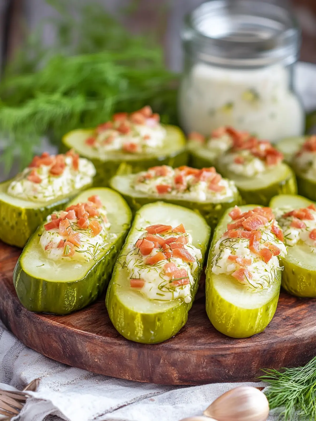 Savory Stuffed Dill Pickles with Cream Cheese and Bacon Bliss 3 Stuffed Dill Pickles