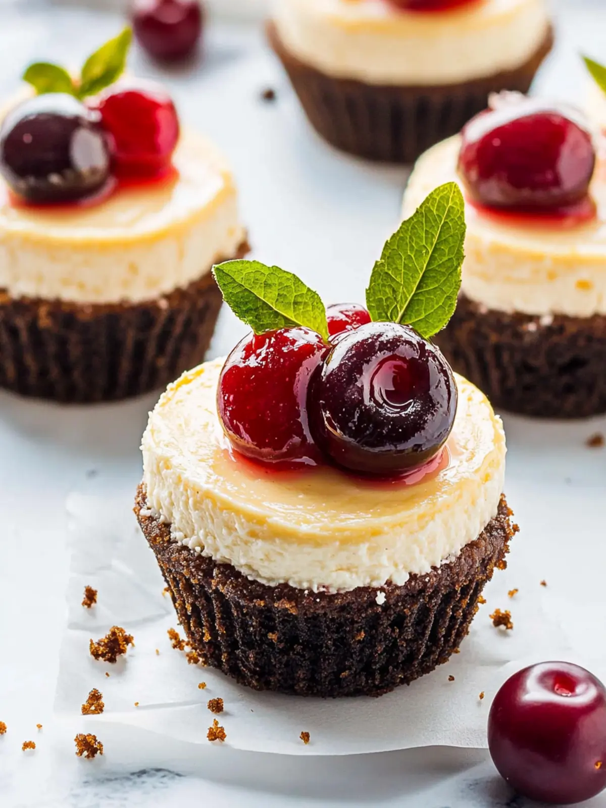 Irresistible Mini Cherry Cheesecakes for Quick Sweet Cravings 3 Mini Cherry Cheesecakes