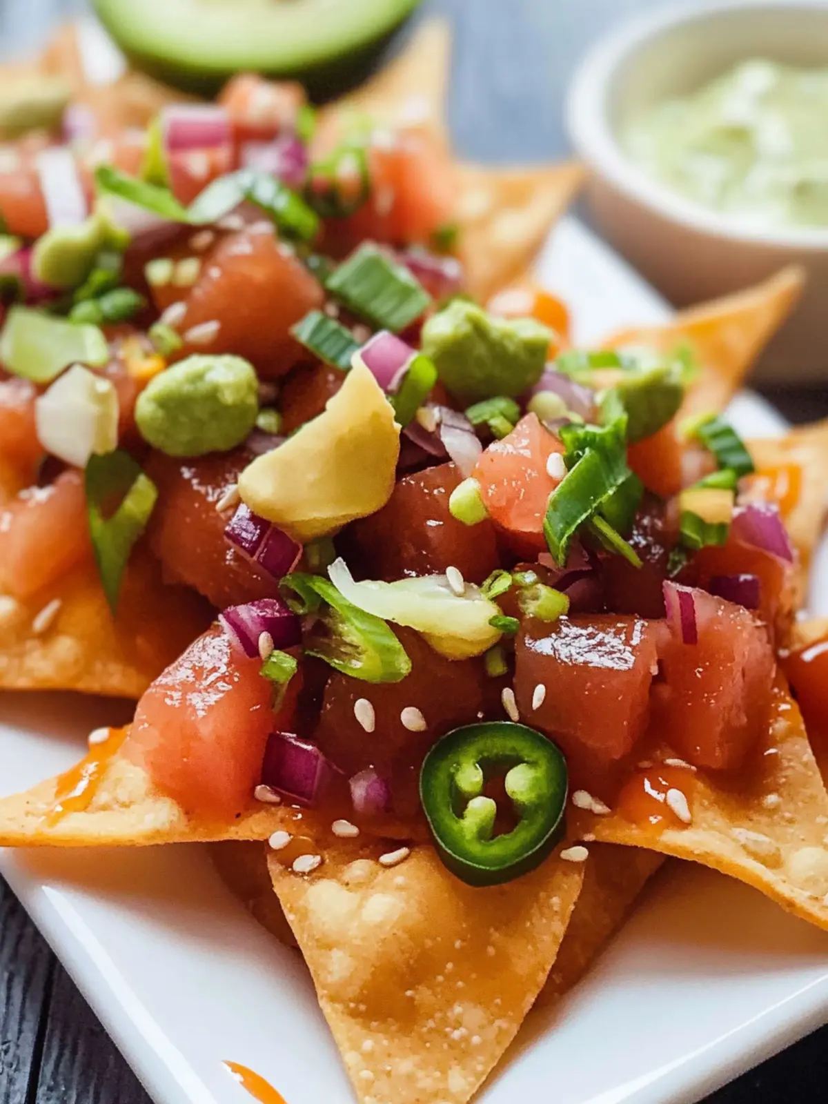 Ahi Tuna Poke Nachos with Wontons for a Flavor Explosion 2 Ahi Tuna Poke Nachos with Wontons