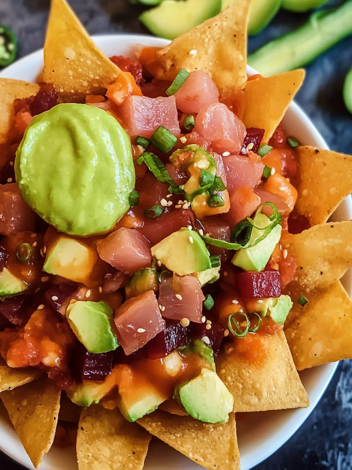 Ahi Tuna Poke Nachos with Wontons for a Flavor Explosion 3 Ahi Tuna Poke Nachos with Wontons