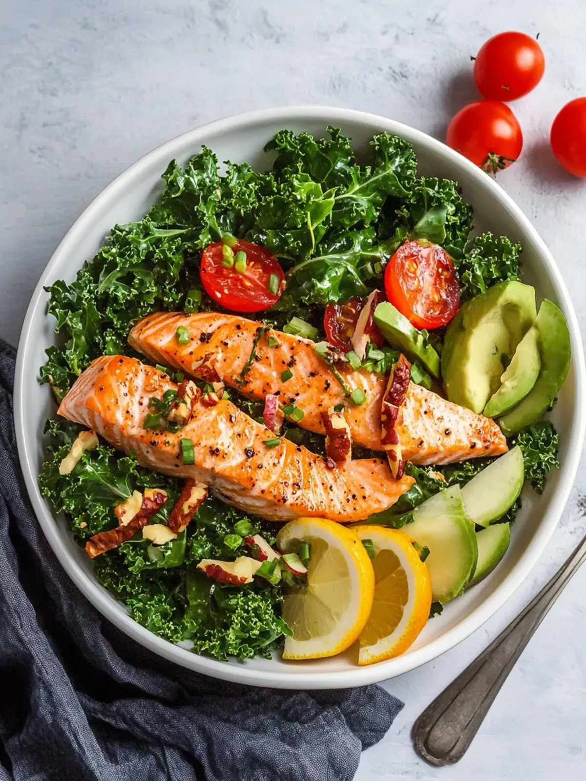 Savory Salmon Kale Salad with Tahini Bliss for Fall Freshness 3 Salmon Kale Salad