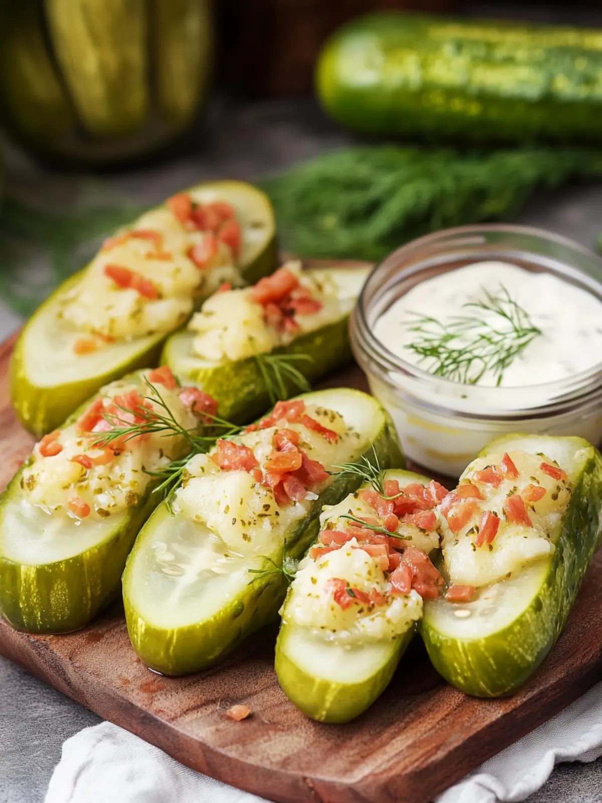Savory Stuffed Dill Pickles with Cream Cheese and Bacon Bliss 5 Stuffed Dill Pickles