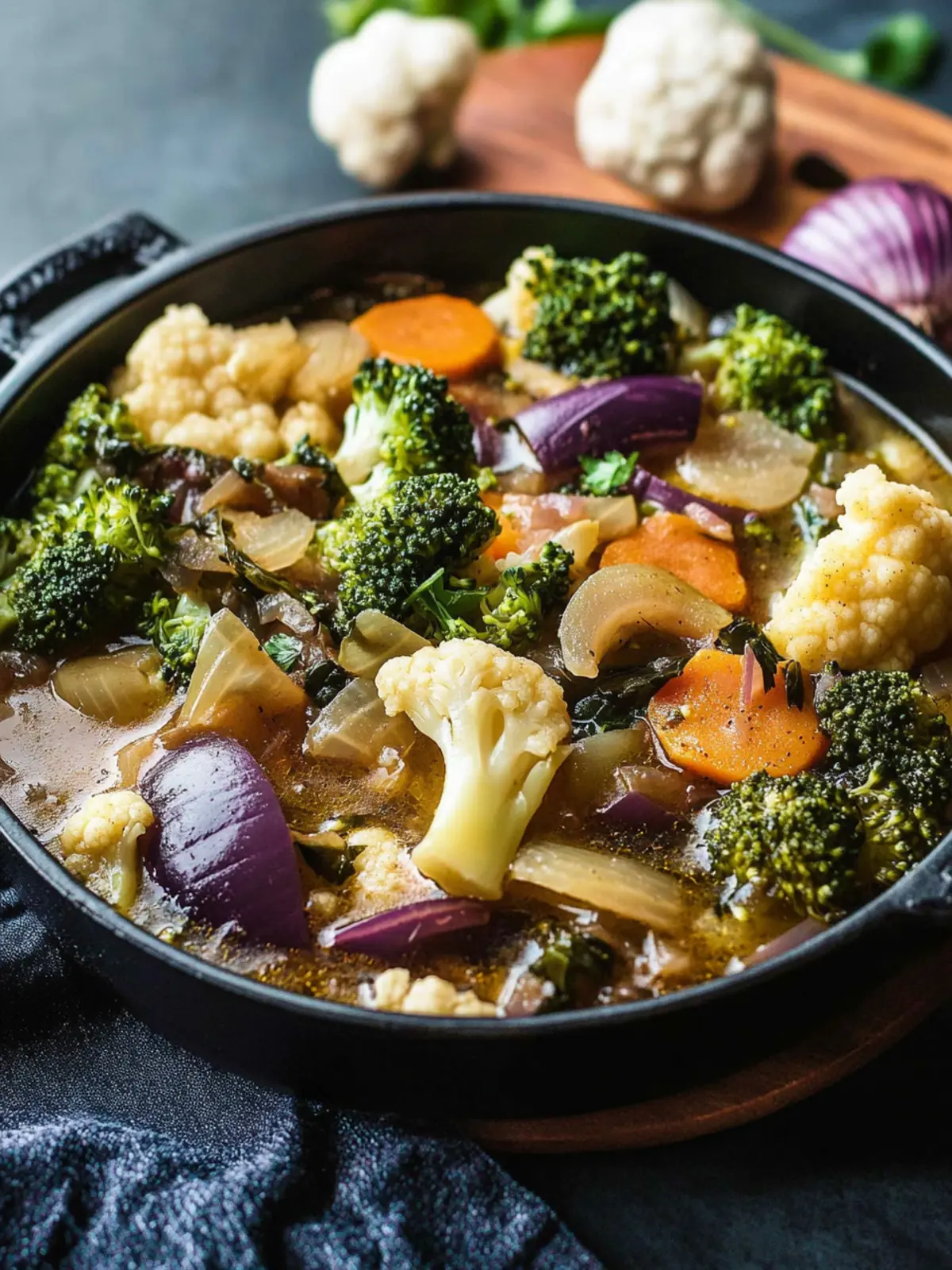 Savory Vegetable Stew with Onion, Broccoli, and Cauliflower Delight 5 Vegetable Stew with Onion, Broccoli, and Cauliflower