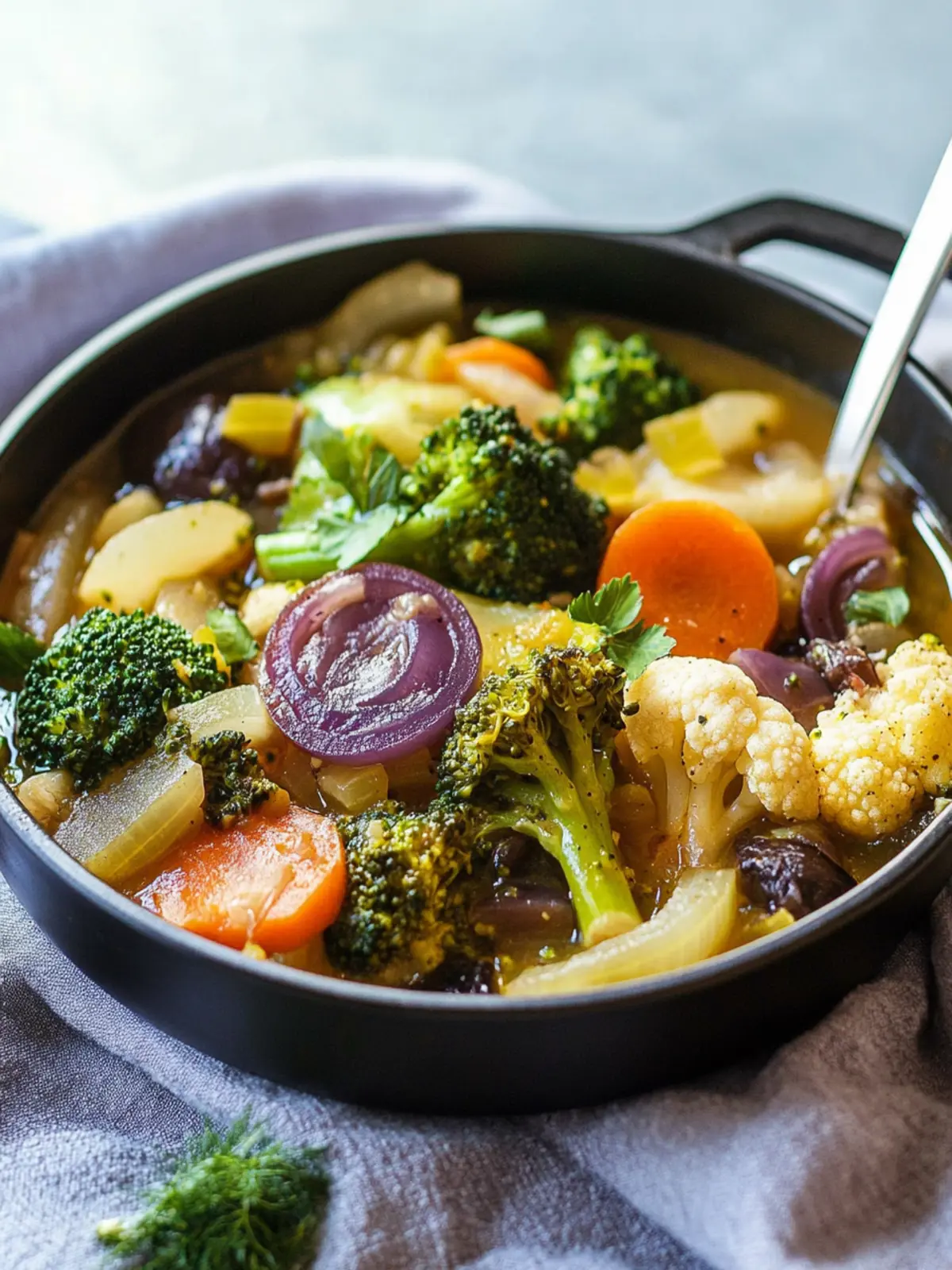 Savory Vegetable Stew with Onion, Broccoli, and Cauliflower Delight 4 Vegetable Stew with Onion, Broccoli, and Cauliflower
