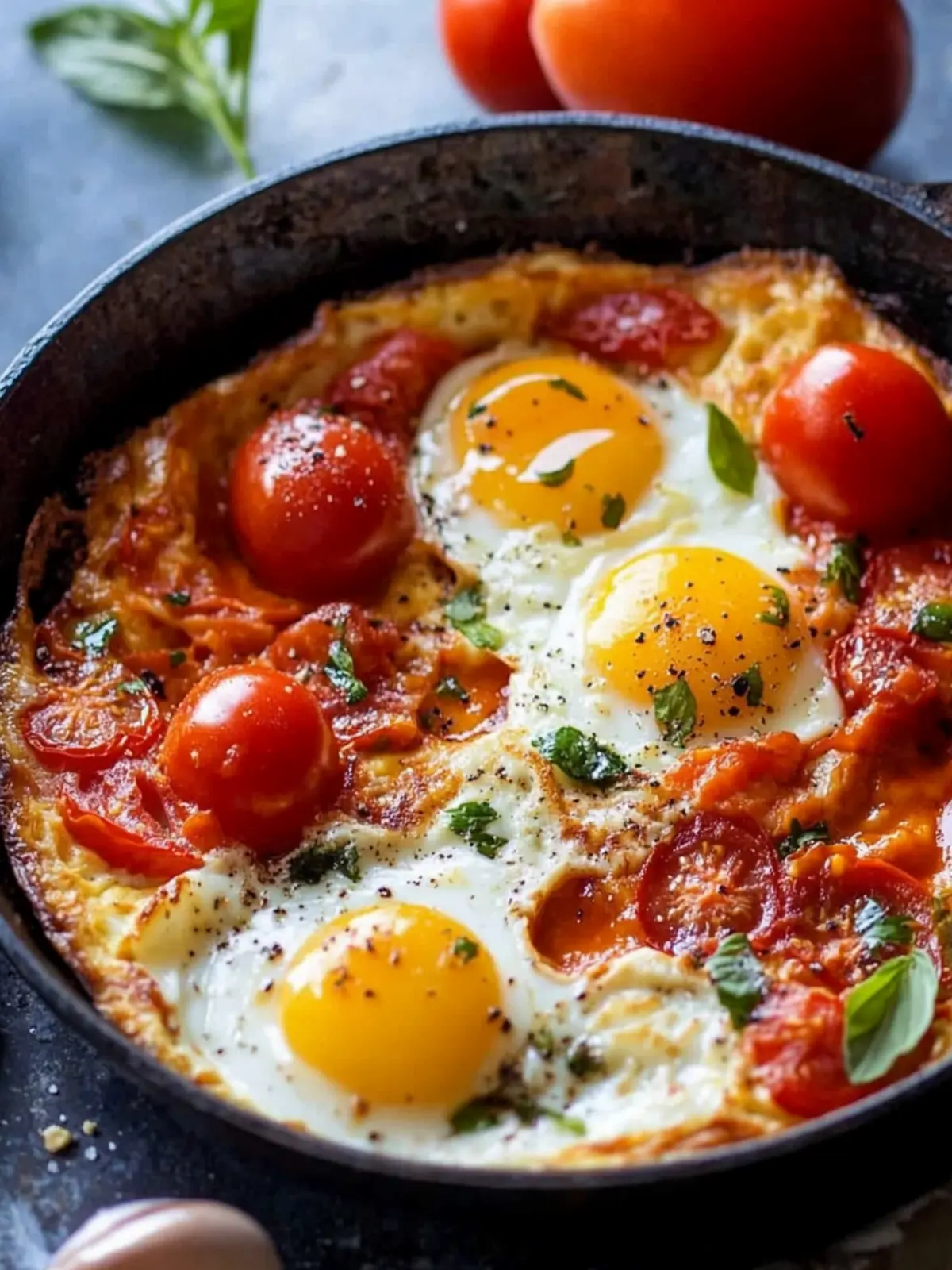 Eggs and Tomato Breakfast Skillet for a Festive Morning Delight 2 Eggs and Tomato Breakfast Skillet (Easy Holiday Breakfast)