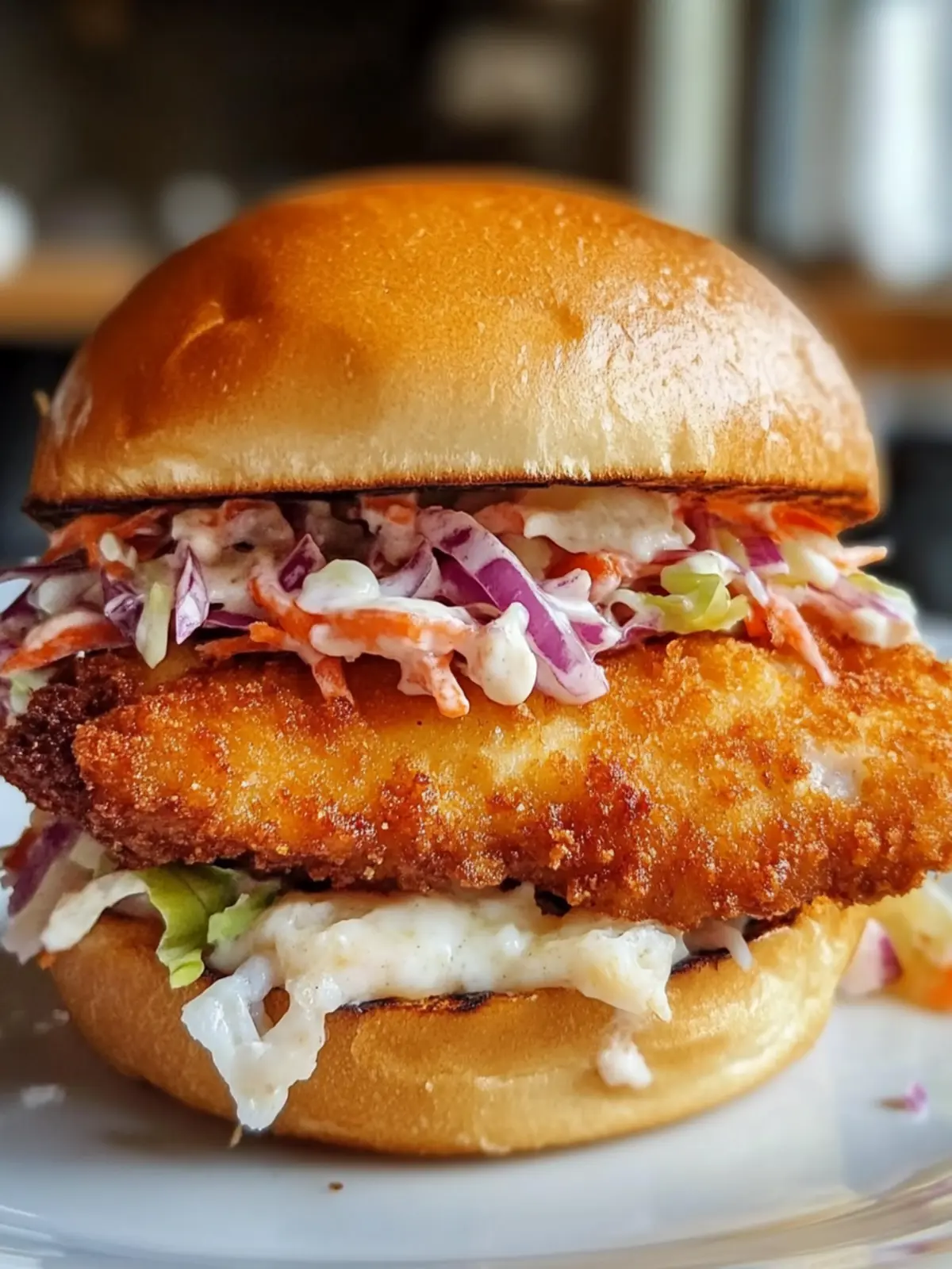 Crispy Fried Cod Sandwich on Toasted Brioche for Quick Delights 2 Crispy Fried Cod Sandwich on Toasted Brioche