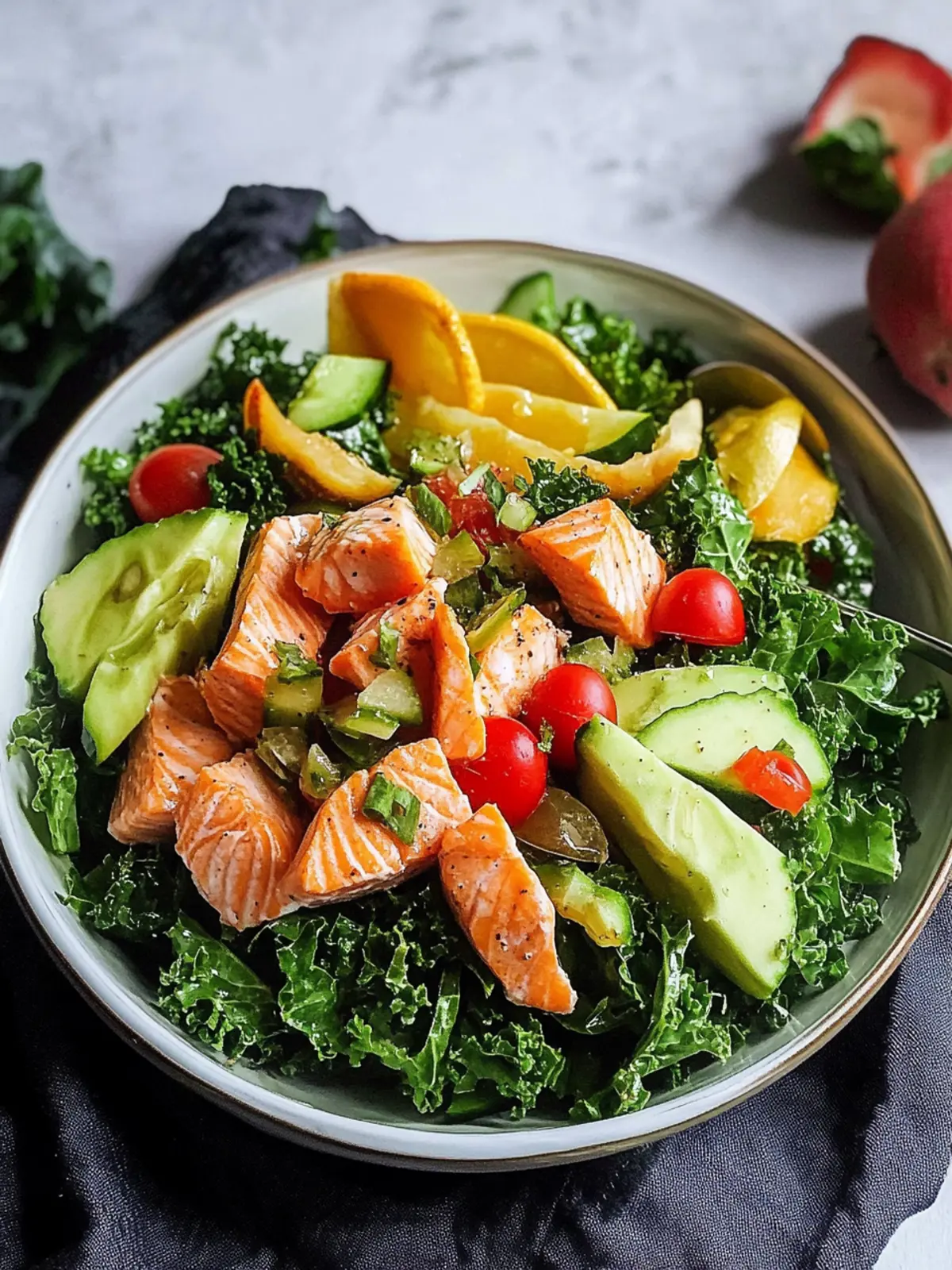 Savory Salmon Kale Salad with Tahini Bliss for Fall Freshness 4 Salmon Kale Salad