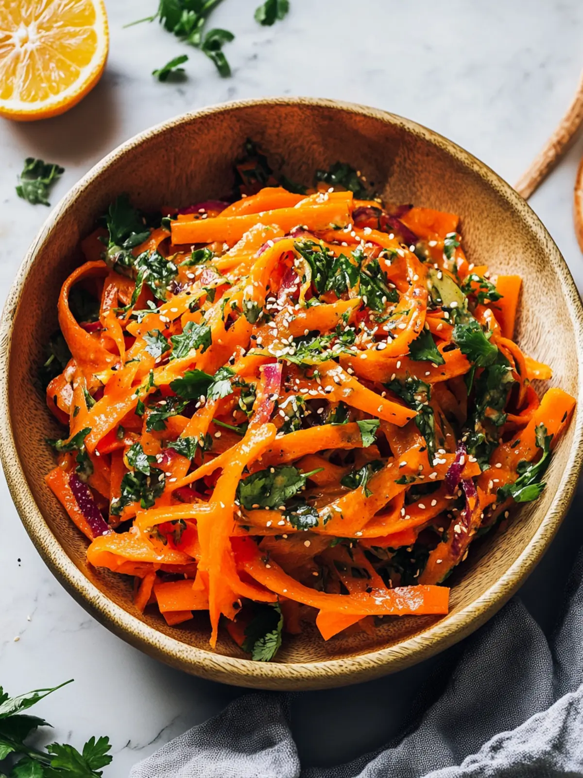 Crunchy Carrot Salad with Citrus Miso-Ginger Dressing Delight 3 Carrot Salad with Citrus Miso-Ginger Dressing