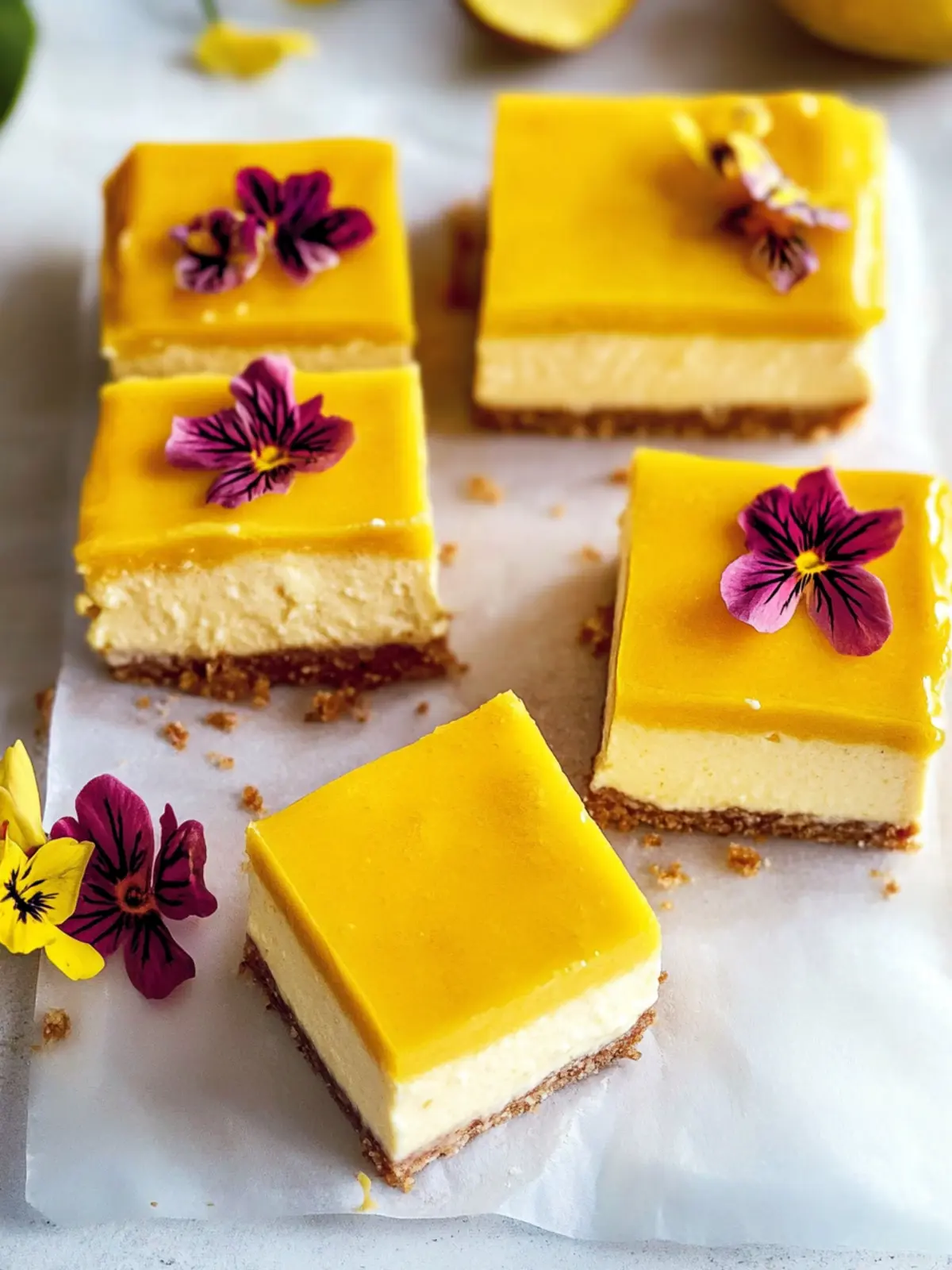 Delicious Vegan Mango Cheesecake Bars No-Bake Summer Treat 5 Vegan Mango Cheesecake Bars (no-bake)
