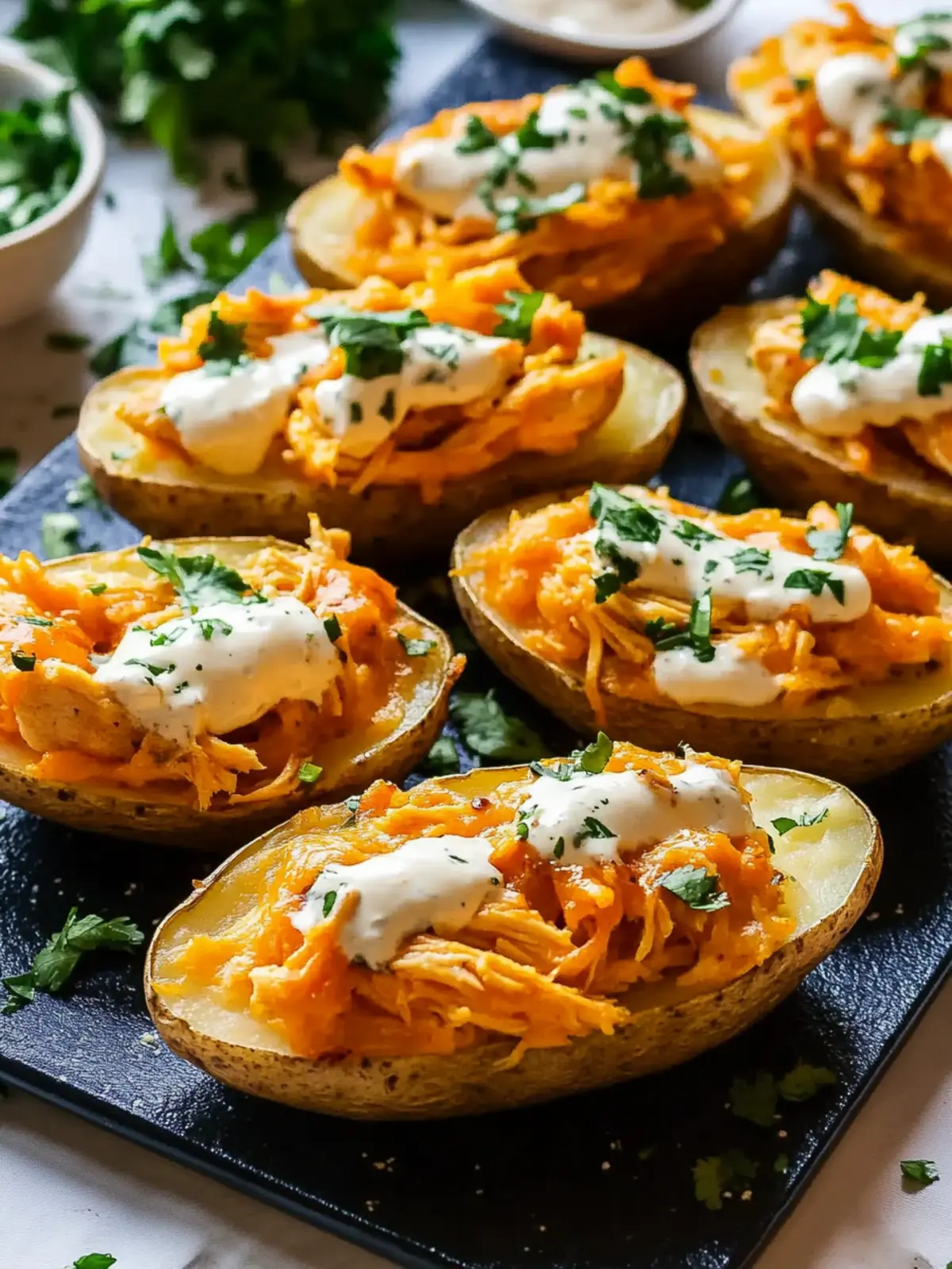 Buffalo Chicken Potato Skins Everyone Will Crave for Game Day 4 Buffalo Chicken Potato Skins