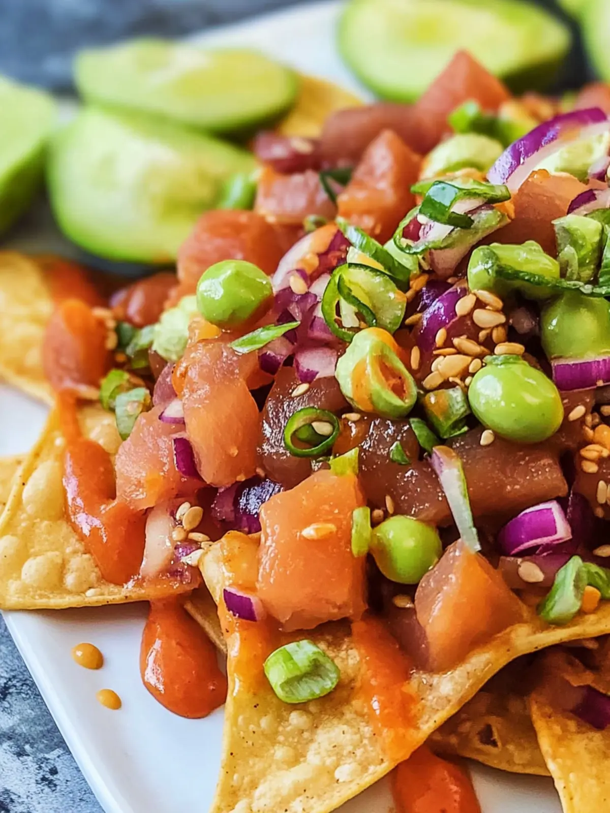 Ahi Tuna Poke Nachos with Wontons for a Flavor Explosion 4 Ahi Tuna Poke Nachos with Wontons