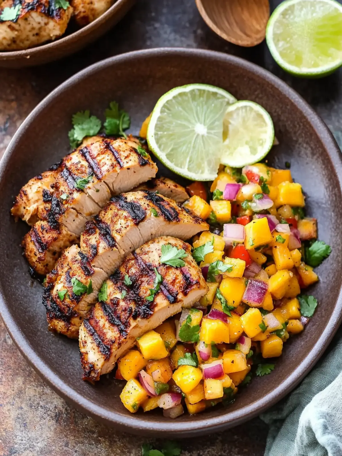 Savor Chipotle Lime Grilled Chicken with Zesty Mango Salsa 2 Chipotle Lime Grilled Chicken with Mango Salsa
