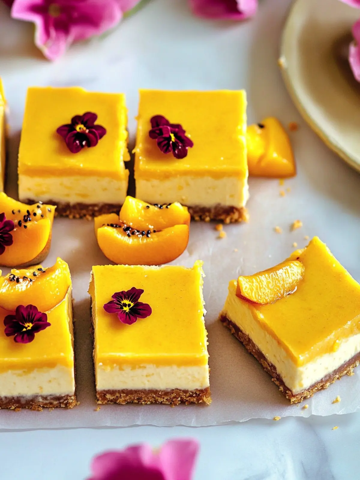 Delicious Vegan Mango Cheesecake Bars No-Bake Summer Treat 3 Vegan Mango Cheesecake Bars (no-bake)