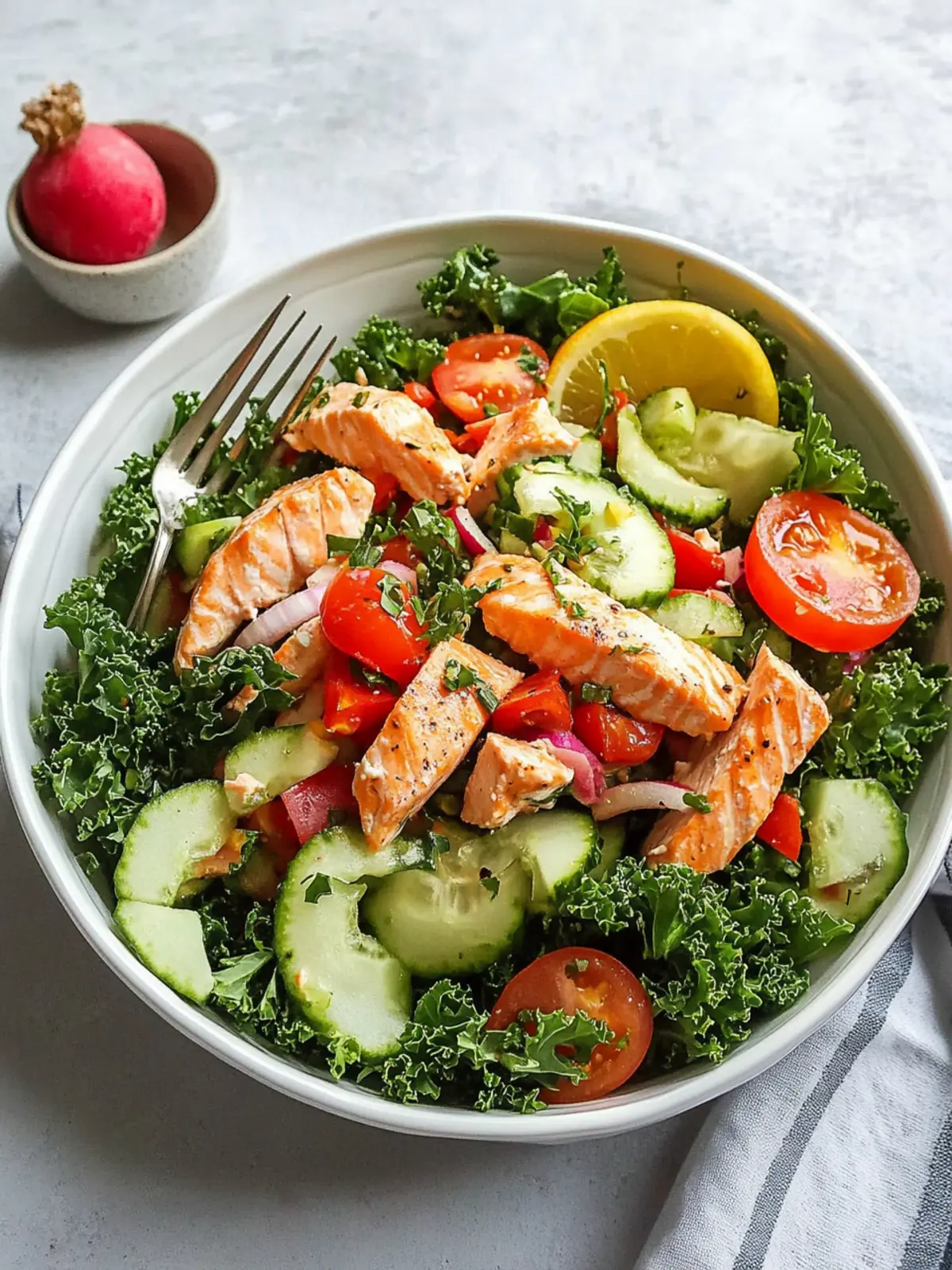 Savory Salmon Kale Salad with Tahini Bliss for Fall Freshness 2 Salmon Kale Salad