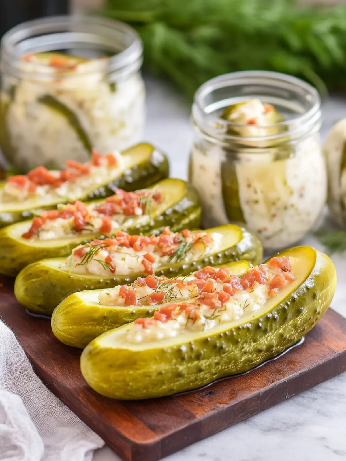 Savory Stuffed Dill Pickles with Cream Cheese and Bacon Bliss 4 Stuffed Dill Pickles