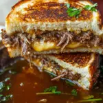 Mouthwatering Pot Roast Grilled Cheese French Dip with Spicy Miso Au Jus 8 Pot Roast Grilled Cheese French Dip Sandwich with Spicy Miso Au Jus