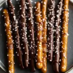 Irresistible Delicious Chocolate Dipped Salted Caramel Pretzel Rods 2 Delicious Chocolate Dipped Salted Caramel Pretzel Rods