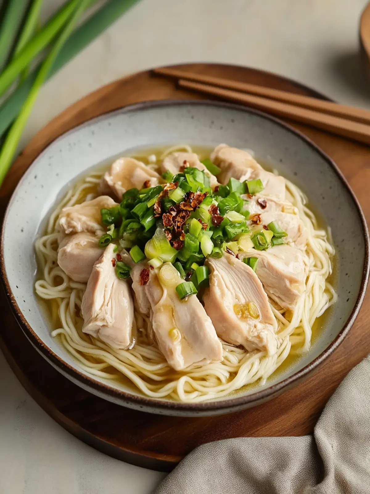 Hainanese Chicken Noodles: Comforting Ginger-Scallion Bliss 3 Hainanese Chicken Noodles (Ginger-Scallion Steamed Chicken Noodles)