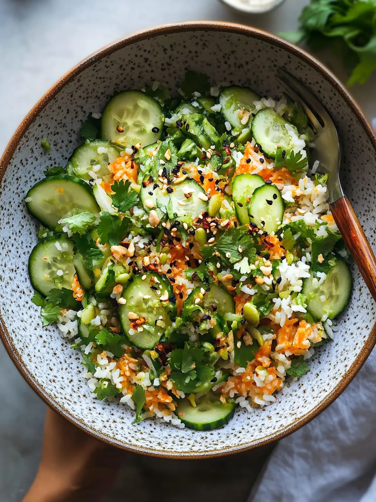 Crispy Rice Salad with Cucumbers and Herbs for a Fresh Twist 2 Crispy Rice Salad with Cucumbers and Herbs