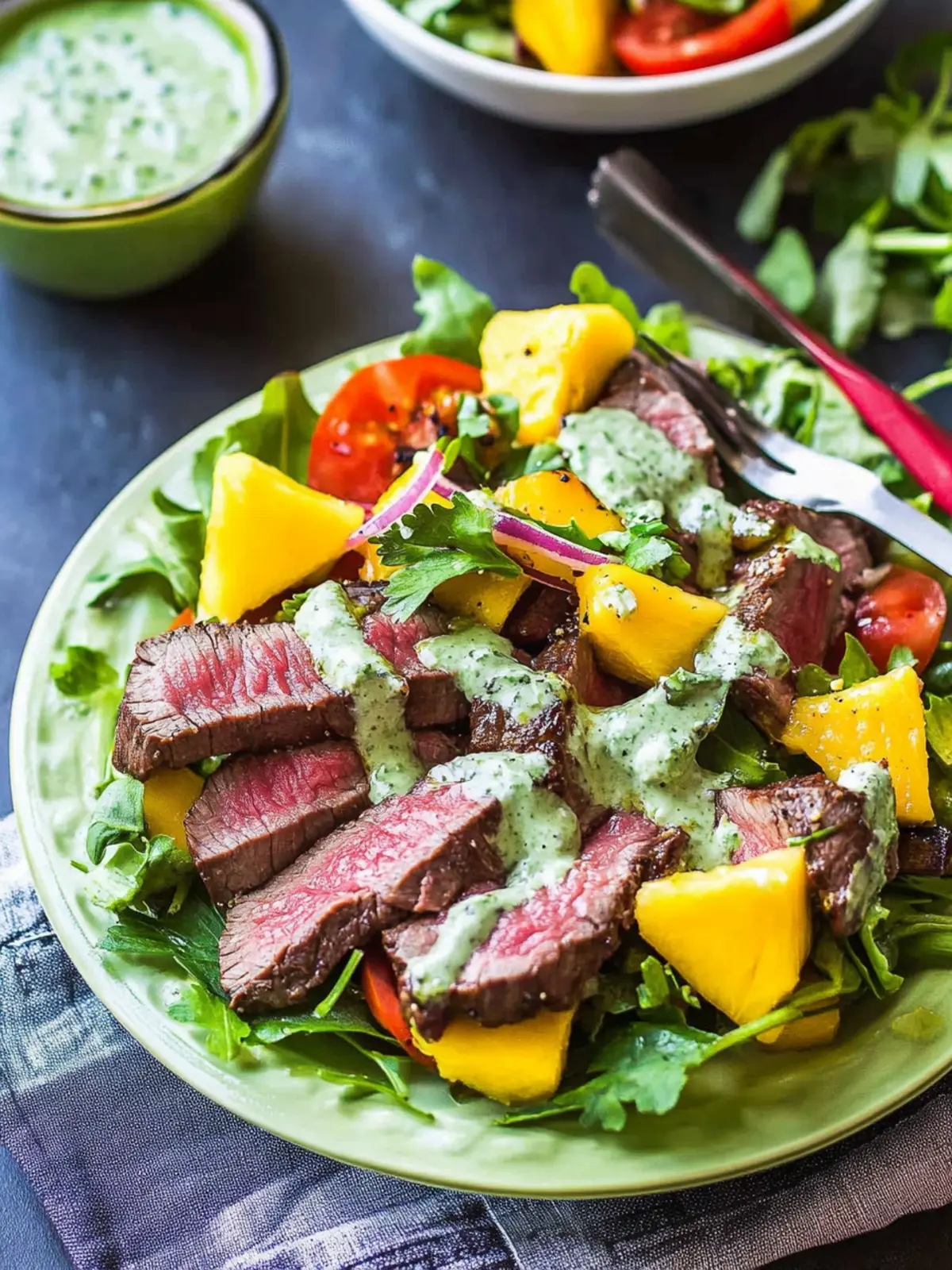 Grilled Steak and Mango Salad with Avocado Ranch Bliss 4 Grilled Steak and Mango Salad