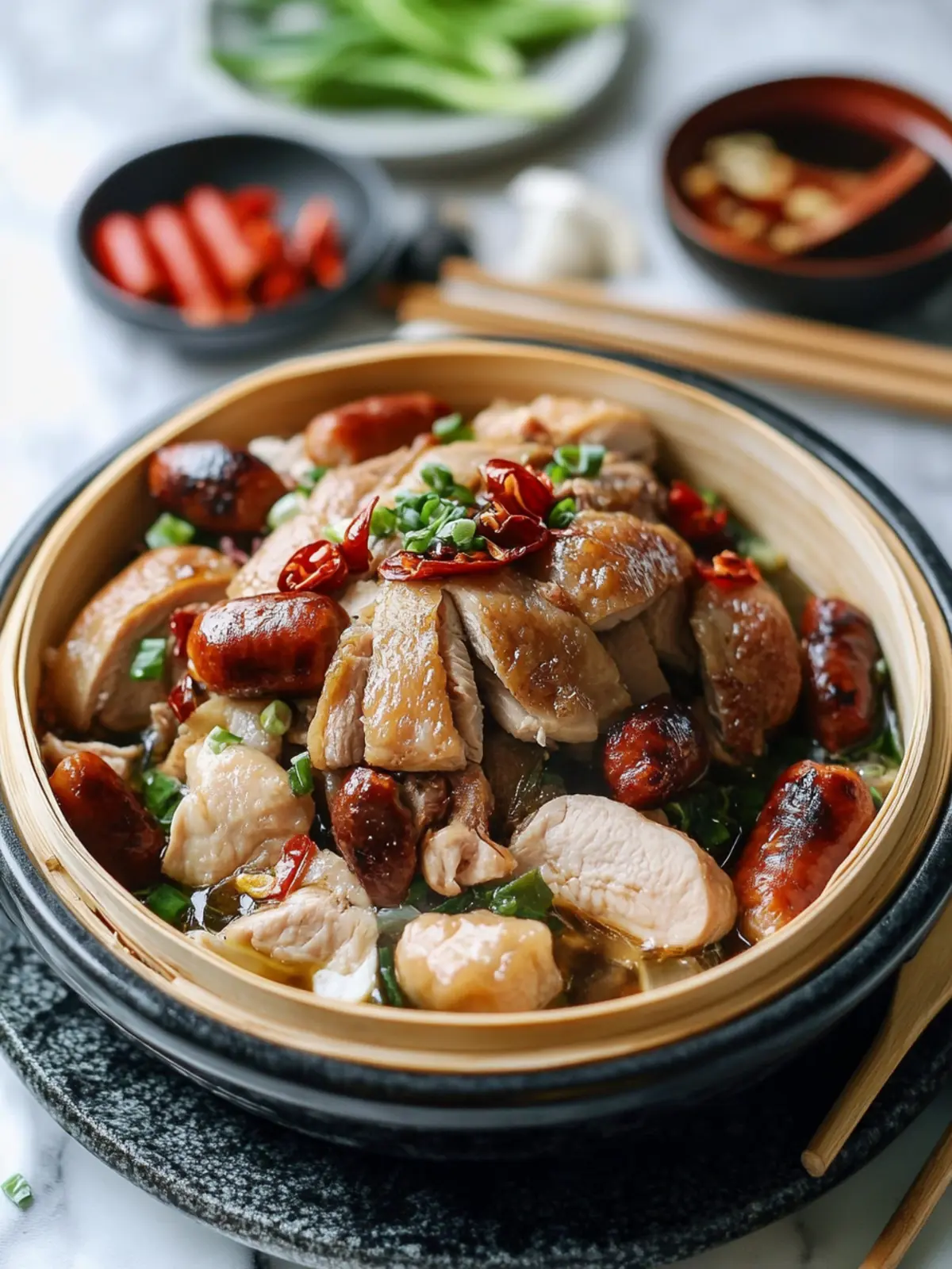 Cantonese Steamed Chicken & Chinese Sausage: Quick Comfort Food 3 Cantonese Steamed Chicken & Chinese Sausage