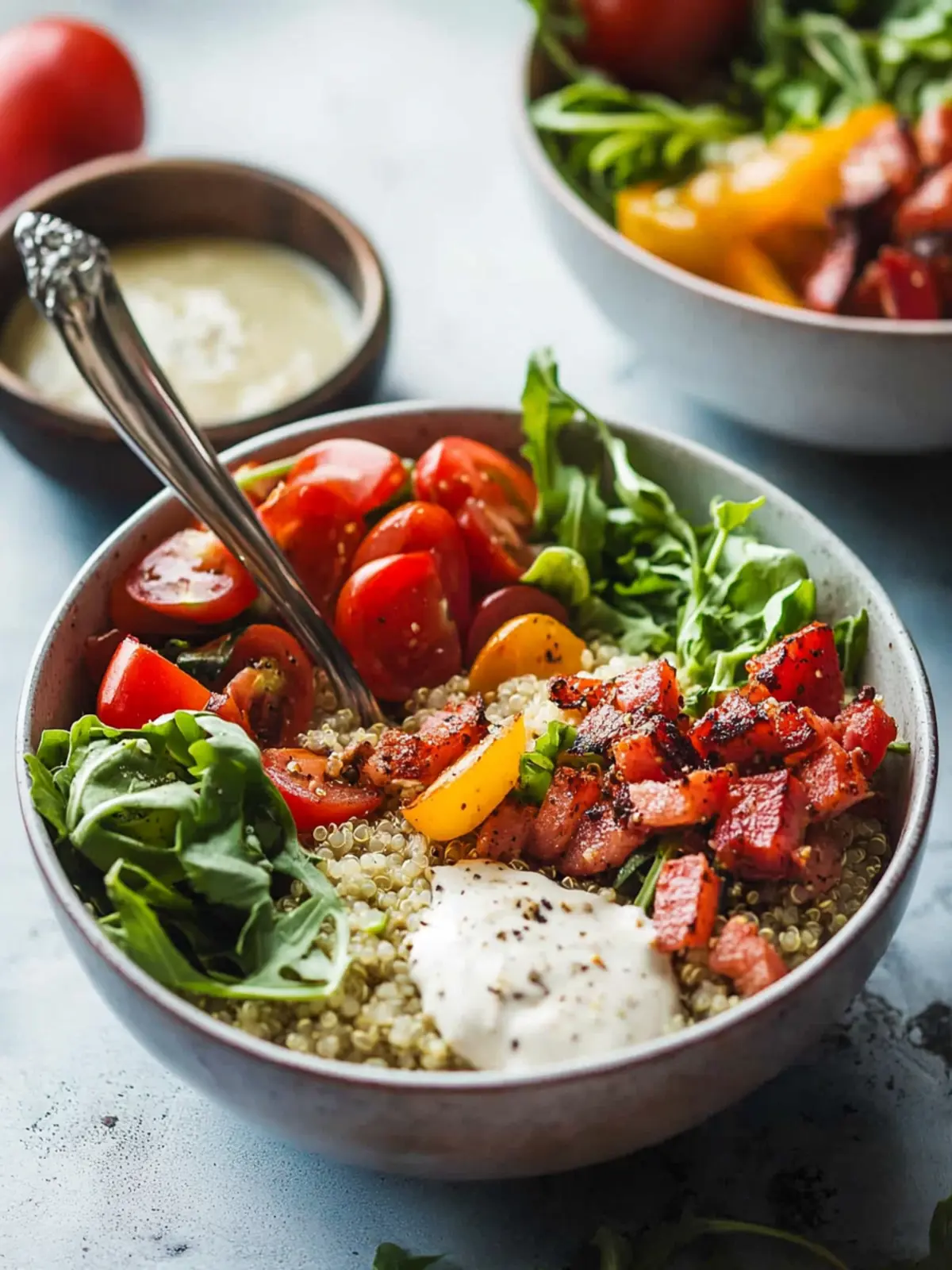 Savory BLT Quinoa Bowls with Creamy Yogurt Dressing 2 BLT Quinoa Bowls