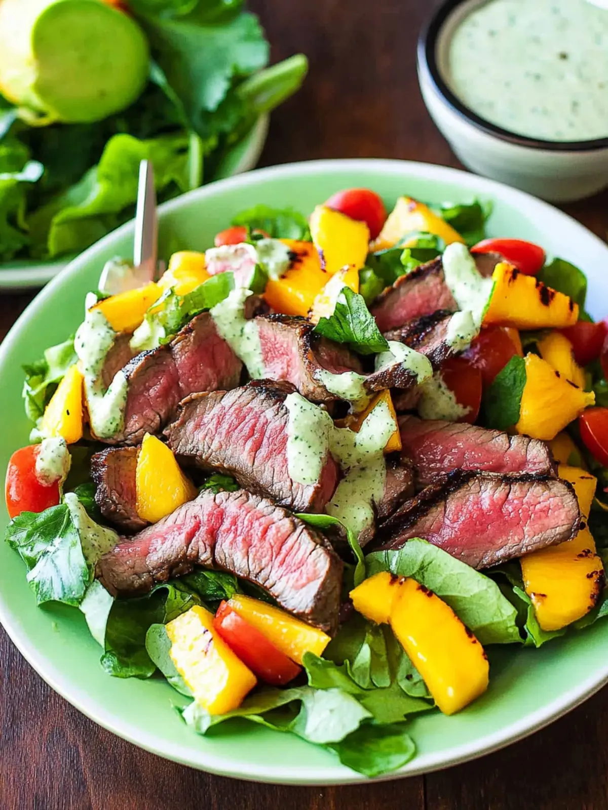 Grilled Steak and Mango Salad with Avocado Ranch Bliss 2 Grilled Steak and Mango Salad