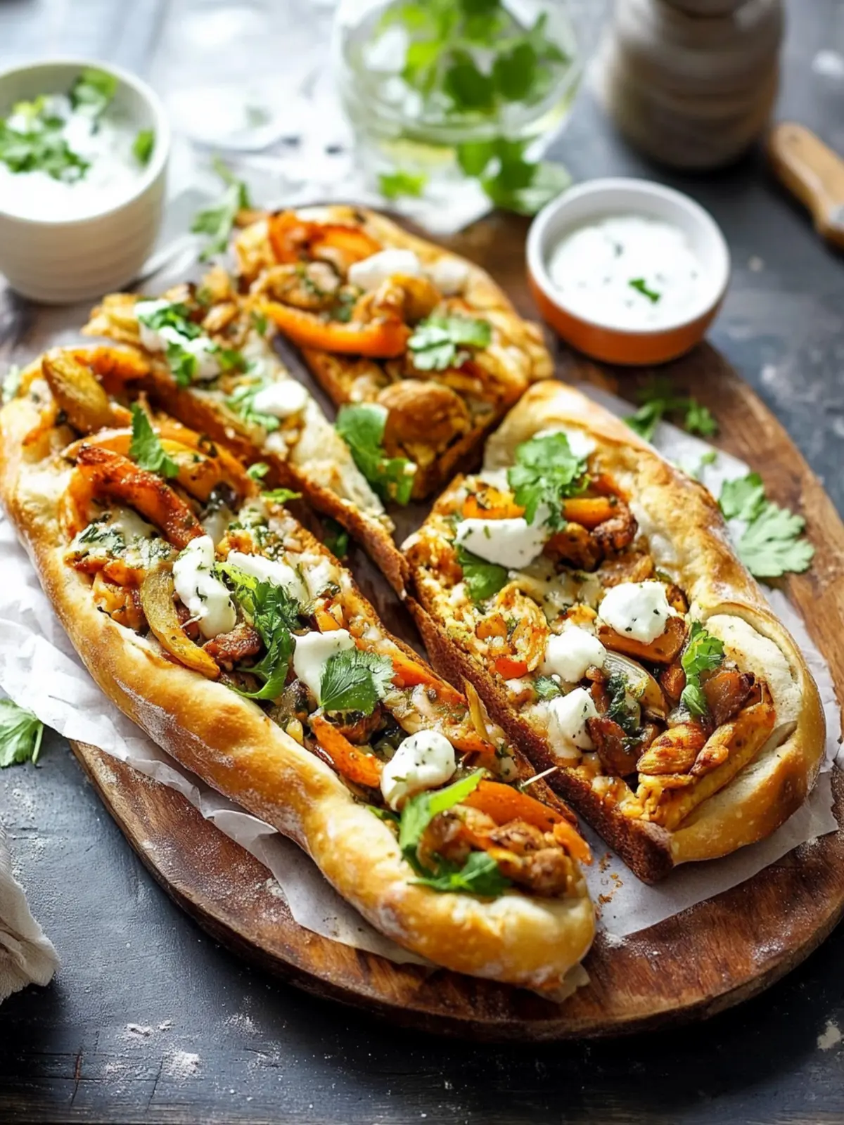Savory Zachte Pizzabroodjes met Kip en Knapperige Aardappelfriet 2 Zachte Pizzabroodjes met Kip en Aardappelfriet
