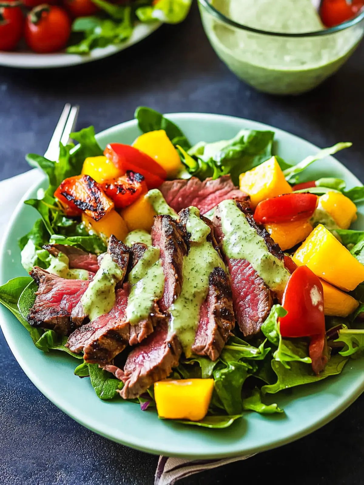 Grilled Steak and Mango Salad with Avocado Ranch Bliss 3 Grilled Steak and Mango Salad